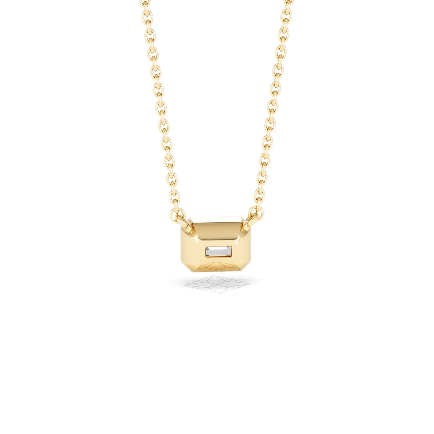 Horizon Emerald Cut Lab Diamond Solitaire Necklace 0.50ct H/SI in 9K Gold - Image 51