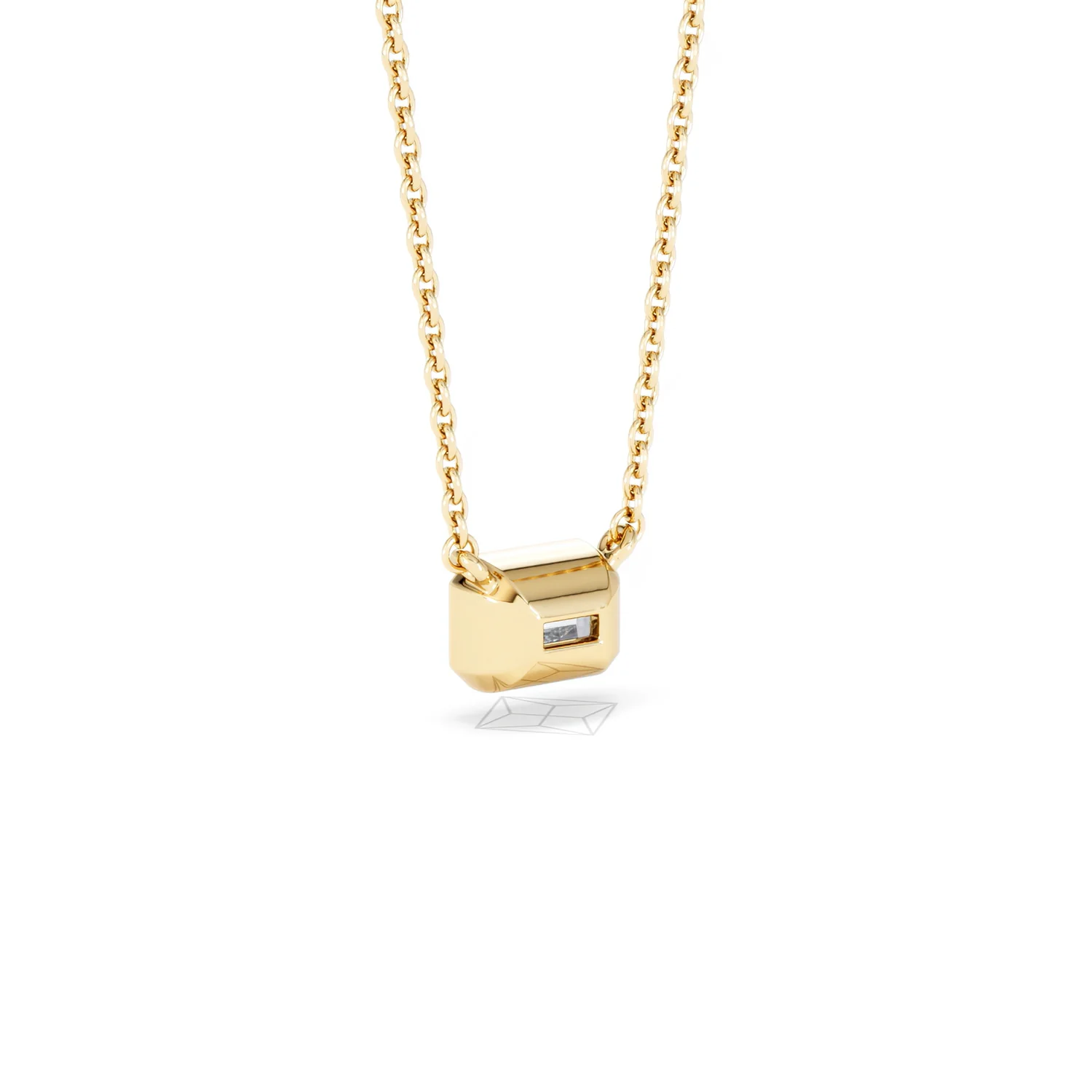 Horizon Emerald Cut Lab Diamond Solitaire Necklace 0.50ct H/SI in 9K Gold - Image 57
