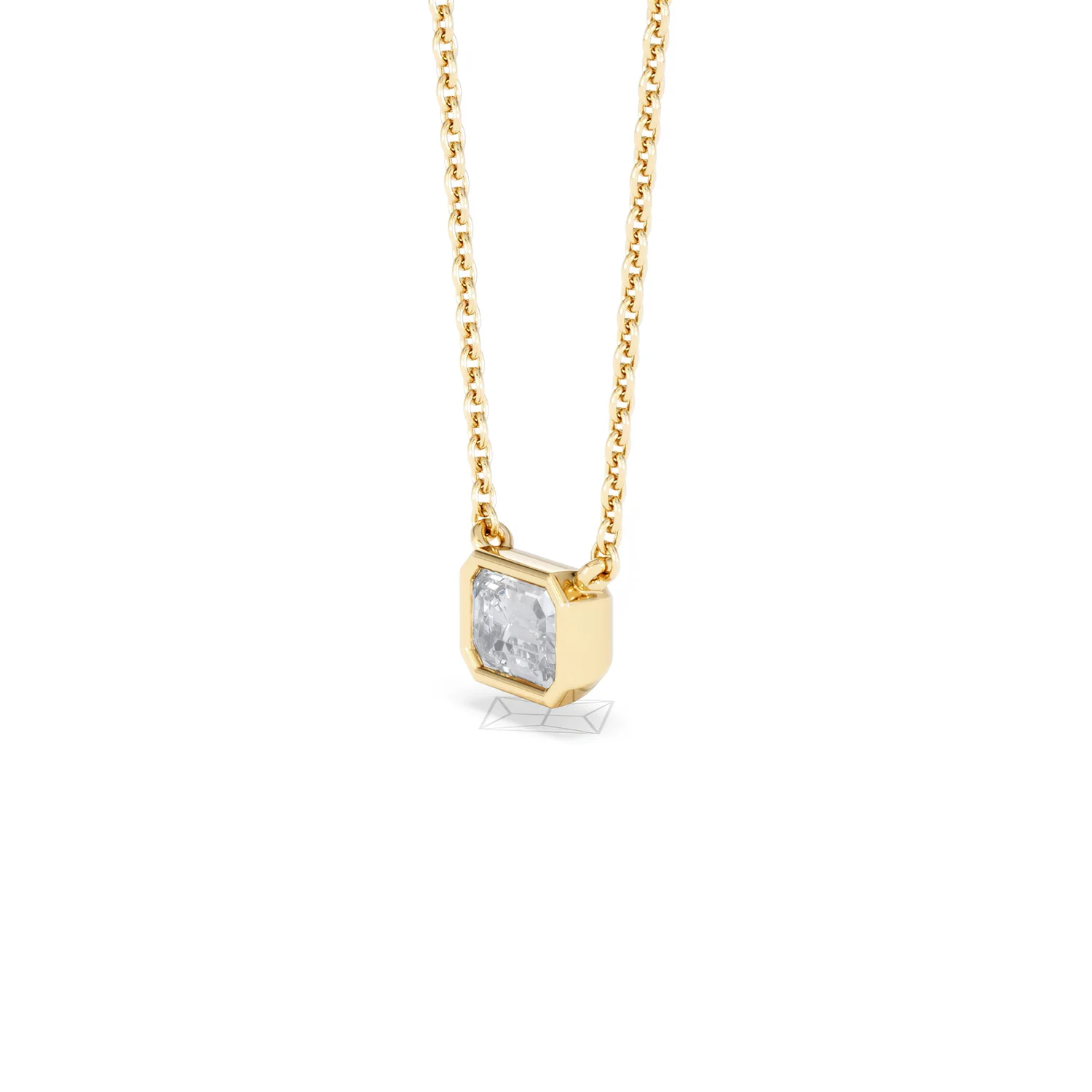 Horizon Emerald Cut Lab Diamond Solitaire Necklace 0.50ct H/SI in 9K Gold - Image 78