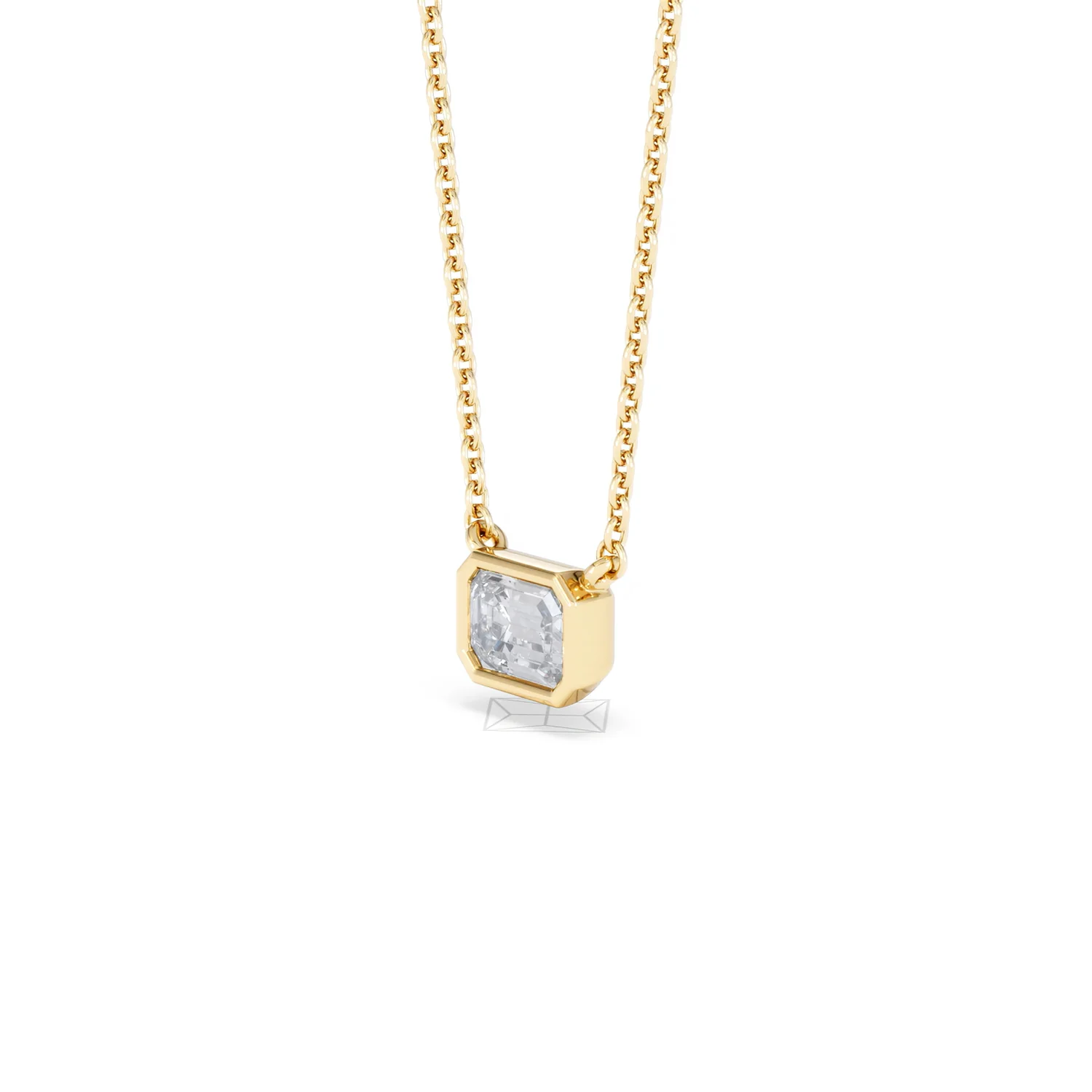 Horizon Emerald Cut Lab Diamond Solitaire Necklace 0.50ct H/SI in 9K Gold - Image 79