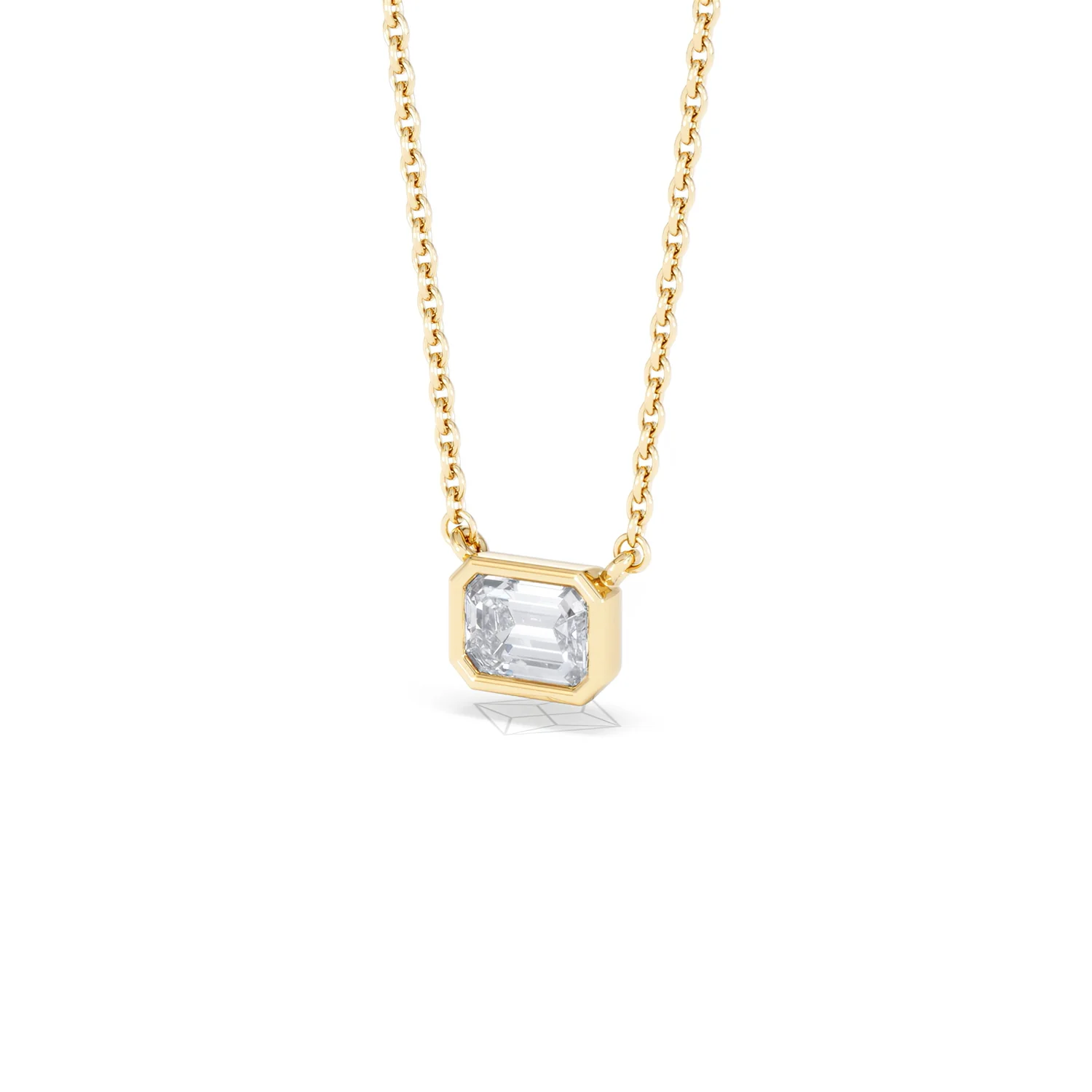 Horizon Emerald Cut Lab Diamond Solitaire Necklace 0.50ct H/SI in 9K Gold - Image 83
