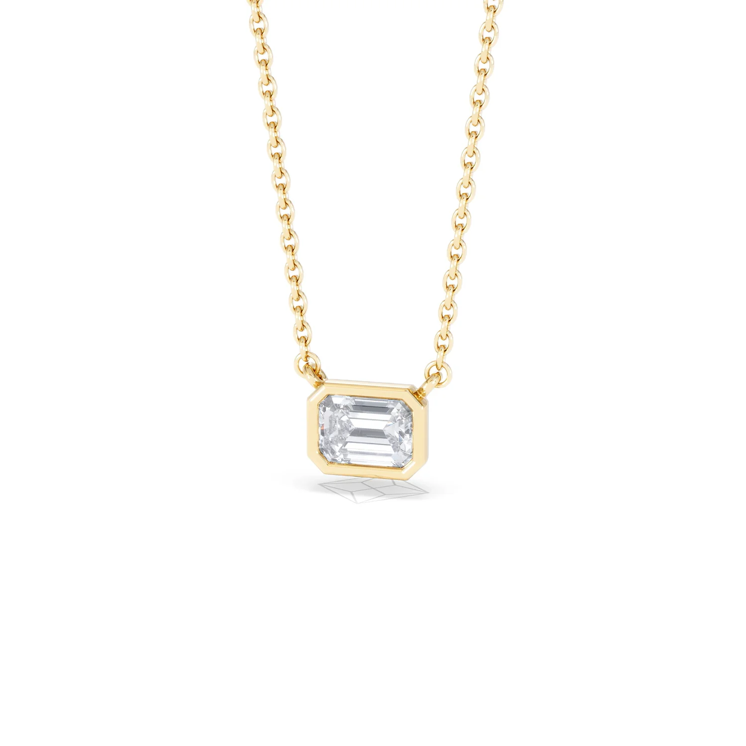 Horizon Emerald Cut Lab Diamond Solitaire Necklace 0.50ct H/SI in 9K Gold - Image 86