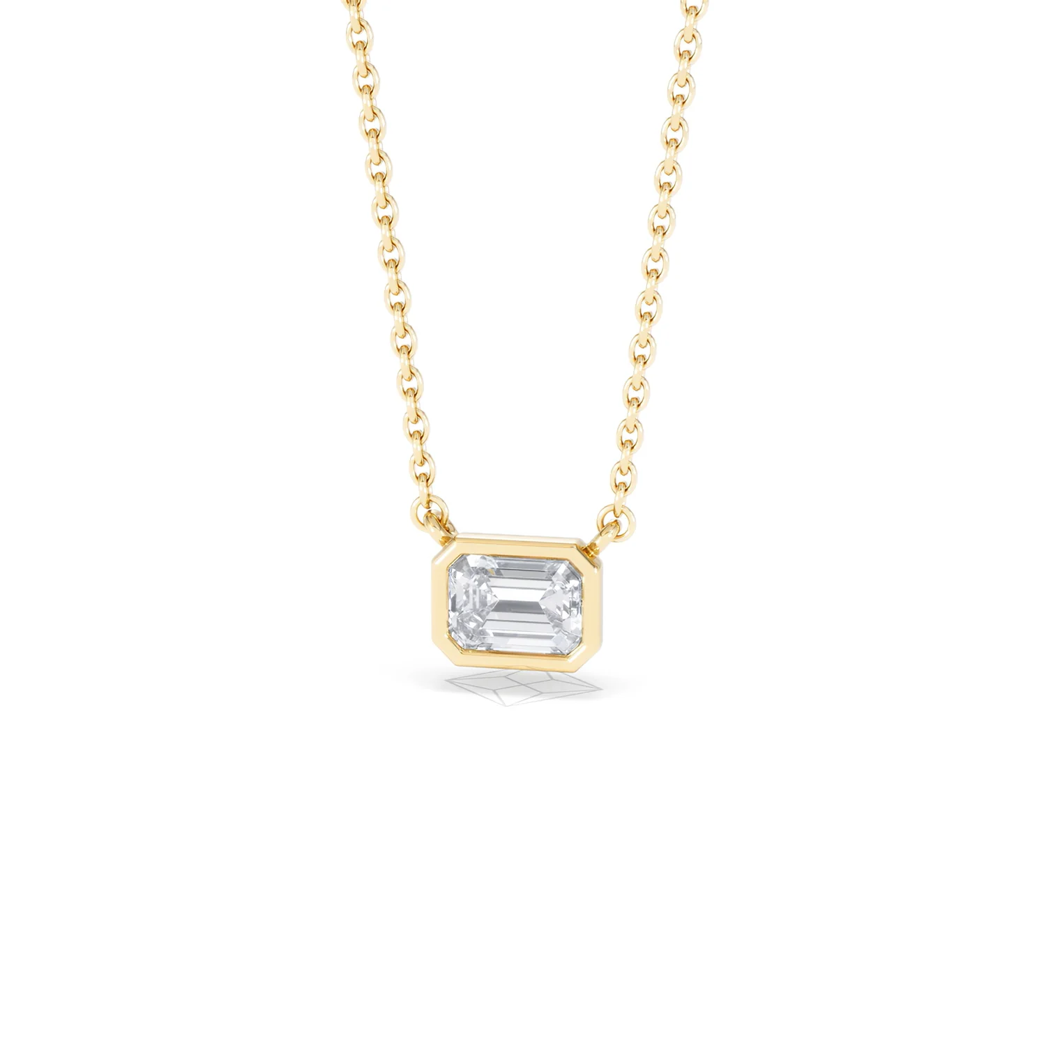 Horizon Emerald Cut Lab Diamond Solitaire Necklace 0.50ct H/SI in 9K Gold - Image 87