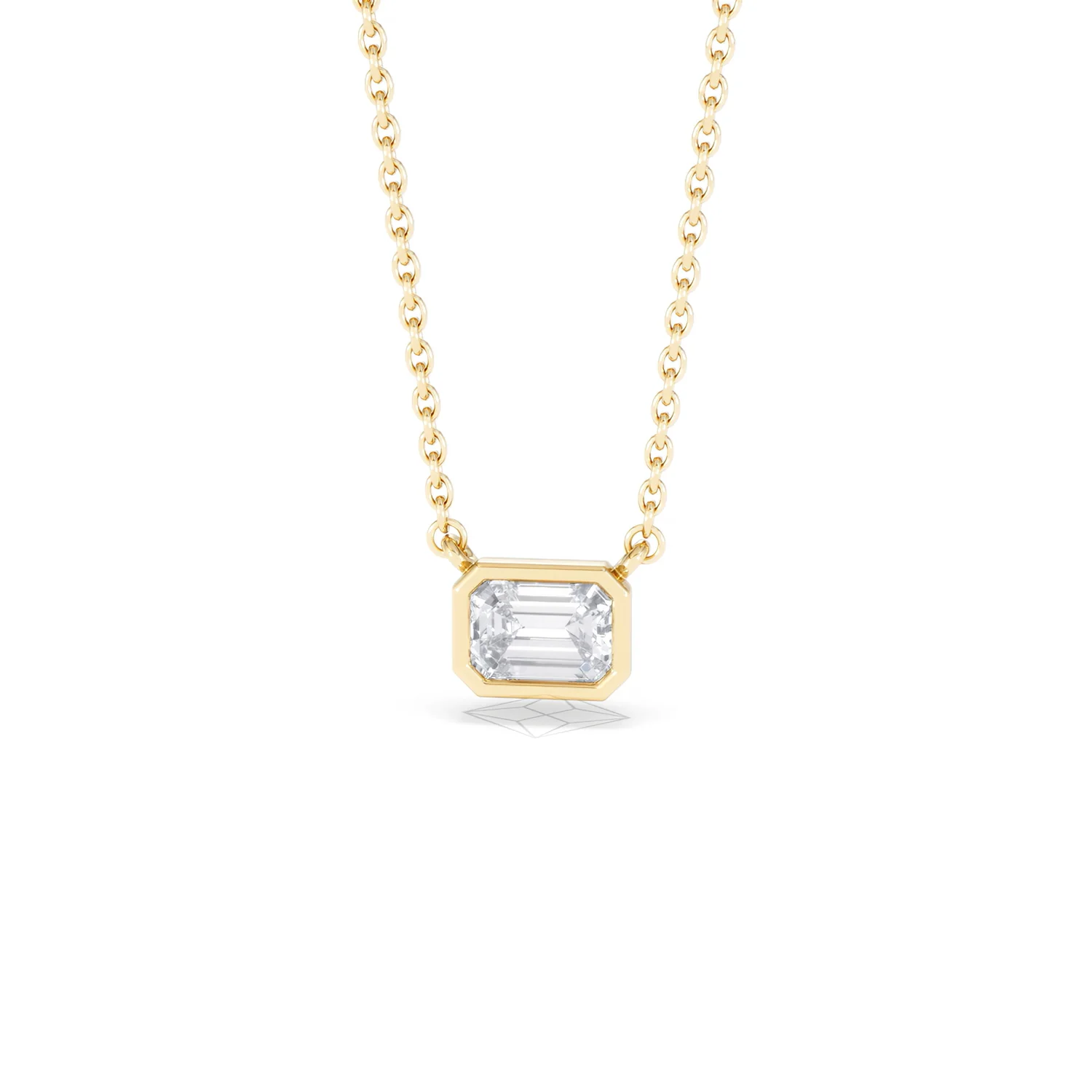 Horizon Emerald Cut Lab Diamond Solitaire Necklace 0.50ct H/SI in 9K Gold - Image 88
