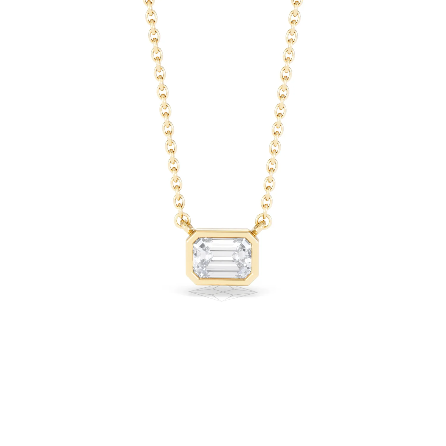 Horizon Emerald Cut Lab Diamond Solitaire Necklace 0.50ct H/SI in 9K Gold - Image 89