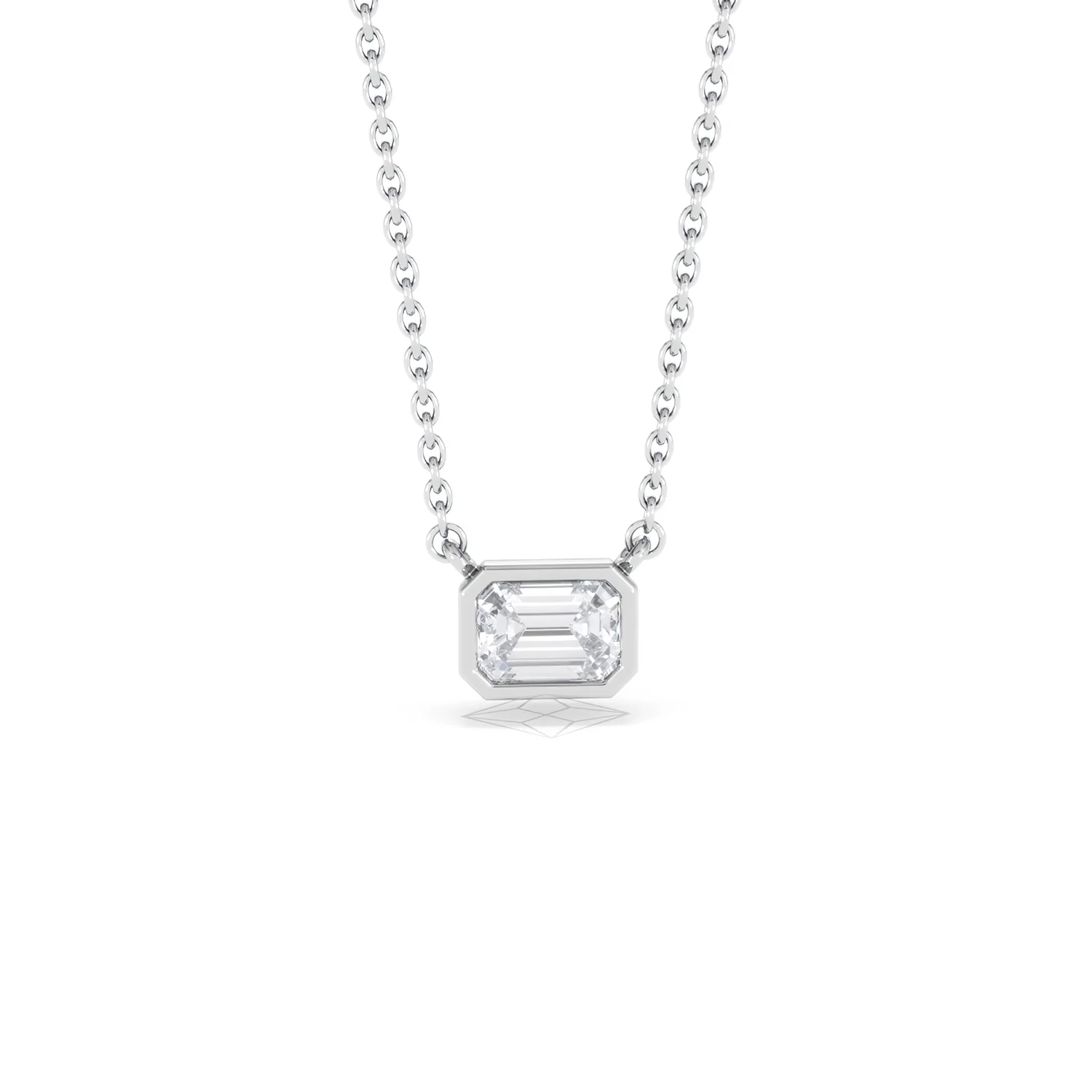 Horizon Emerald Cut Lab Diamond Solitaire Necklace 0.50ct H/SI in 9K White Gold - Image 11