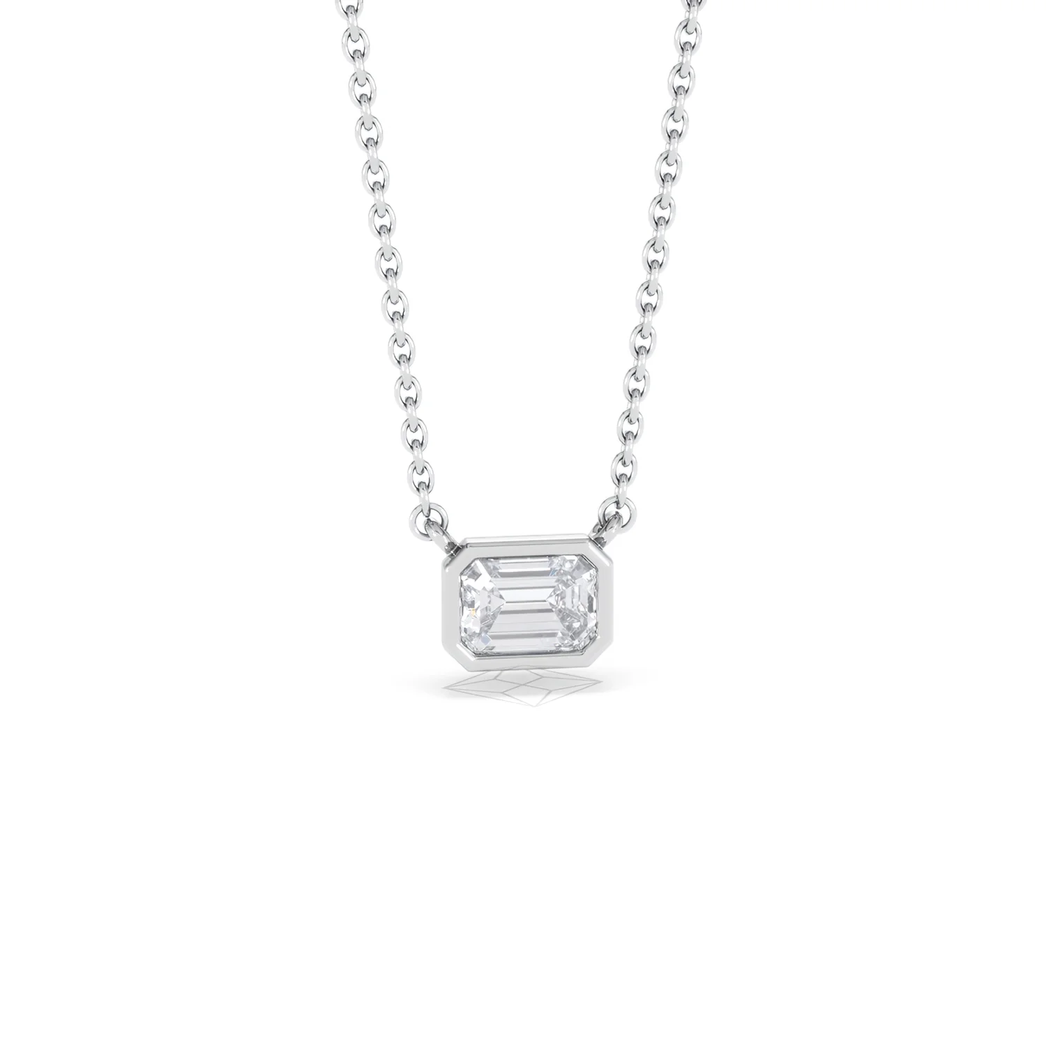 Horizon Emerald Cut Lab Diamond Solitaire Necklace 0.50ct H/SI in 9K White Gold - Image 12