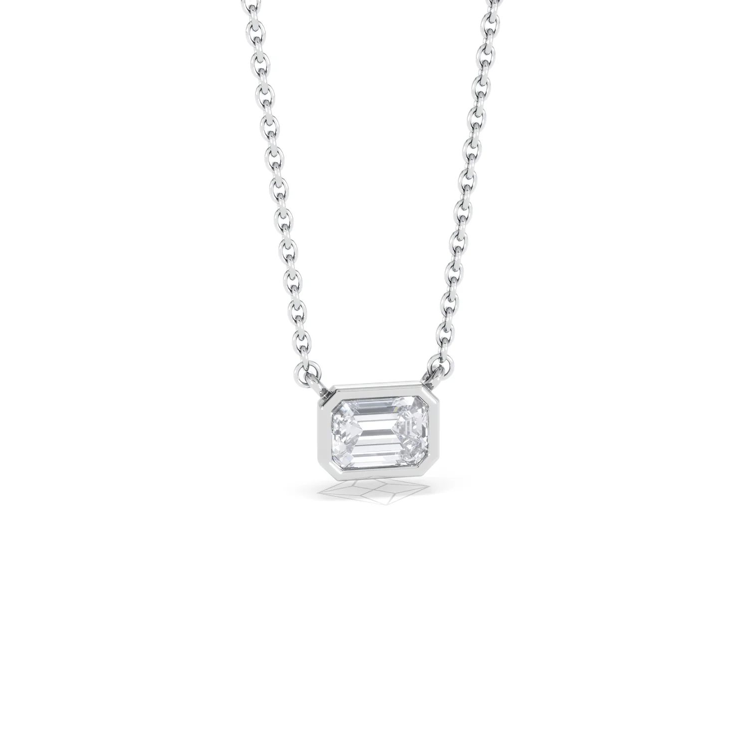 Horizon Emerald Cut Lab Diamond Solitaire Necklace 0.50ct H/SI in 9K White Gold - Image 13
