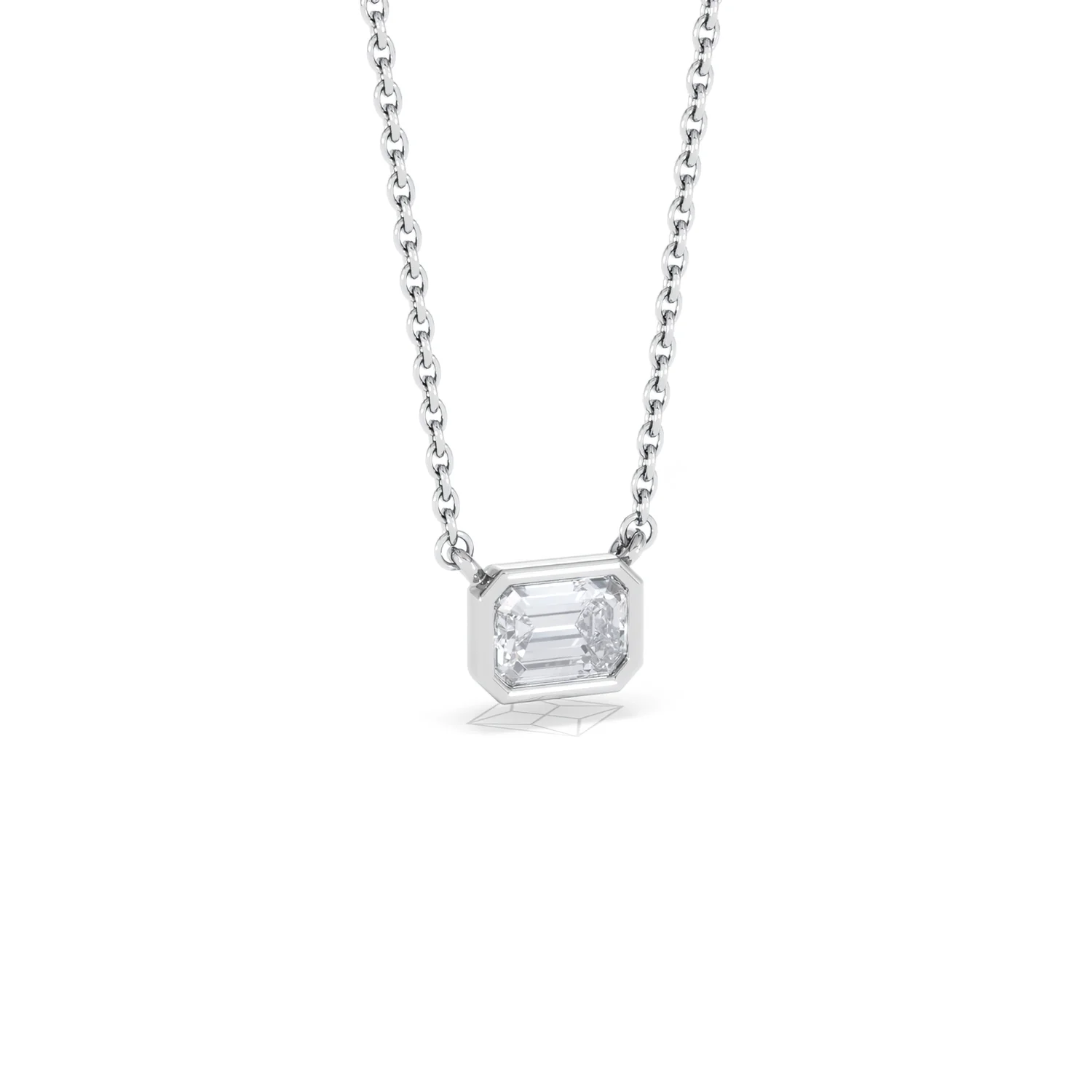 Horizon Emerald Cut Lab Diamond Solitaire Necklace 0.50ct H/SI in 9K White Gold - Image 15