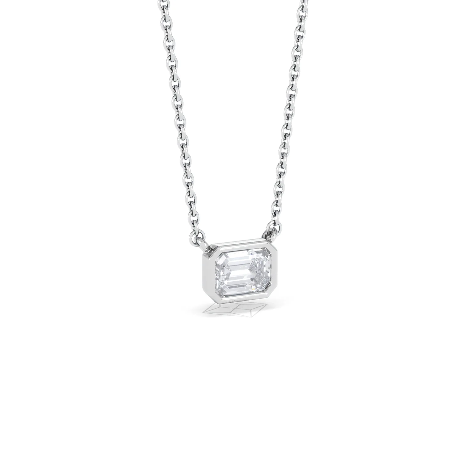 Horizon Emerald Cut Lab Diamond Solitaire Necklace 0.50ct H/SI in 9K White Gold - Image 16