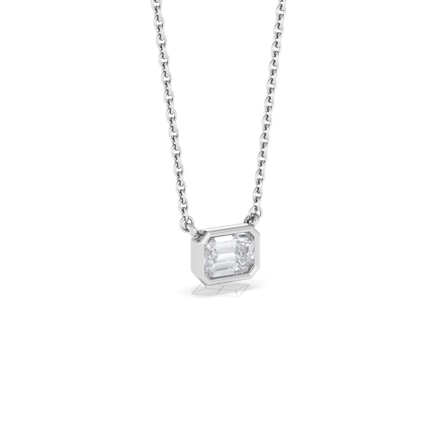 Horizon Emerald Cut Lab Diamond Solitaire Necklace 0.50ct H/SI in 9K White Gold - Image 17