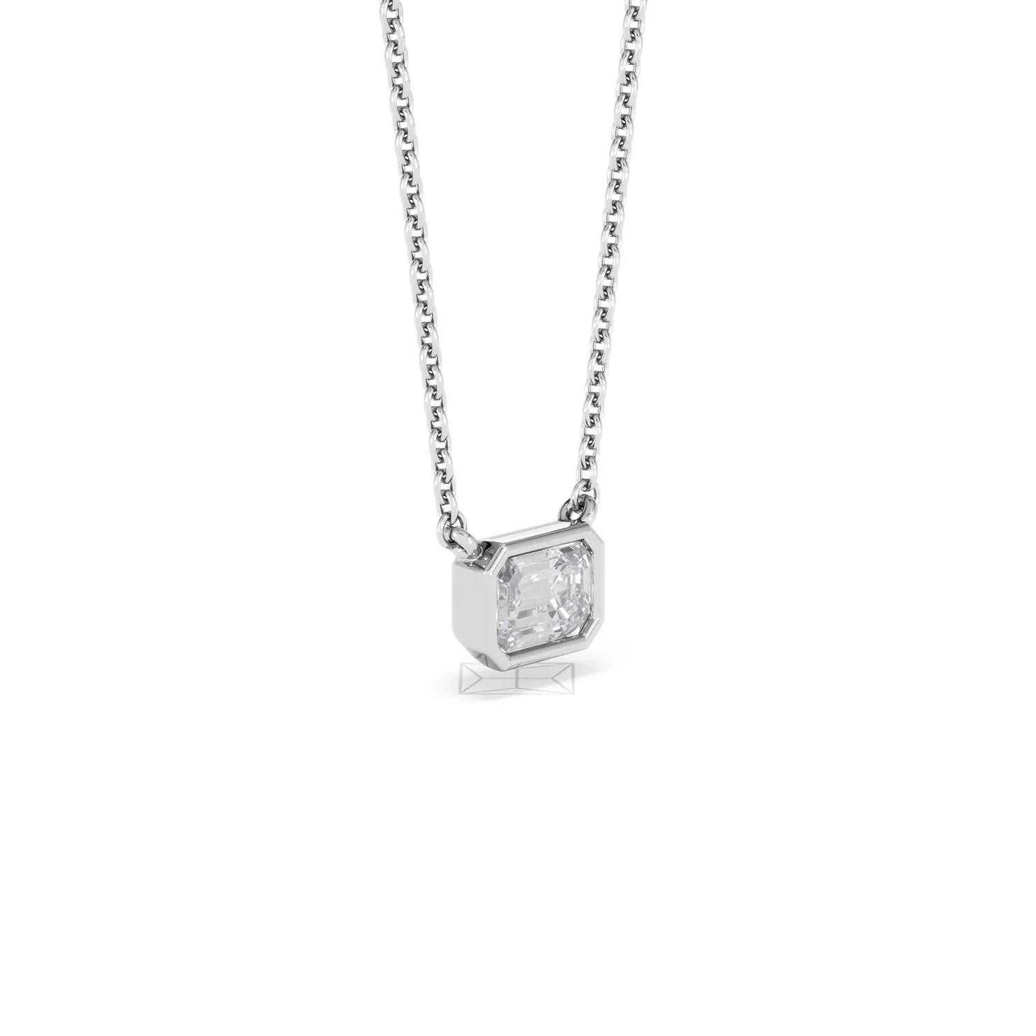 Horizon Emerald Cut Lab Diamond Solitaire Necklace 0.50ct H/SI in 9K White Gold - Image 20