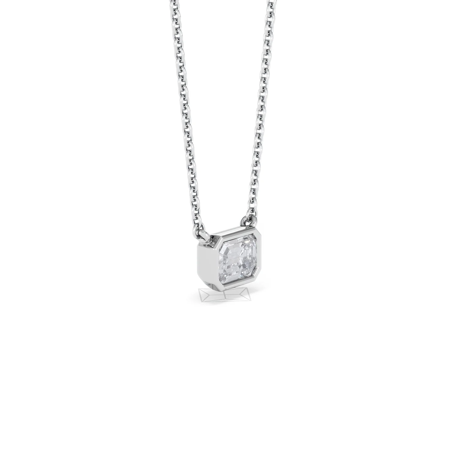 Horizon Emerald Cut Lab Diamond Solitaire Necklace 0.50ct H/SI in 9K White Gold - Image 21