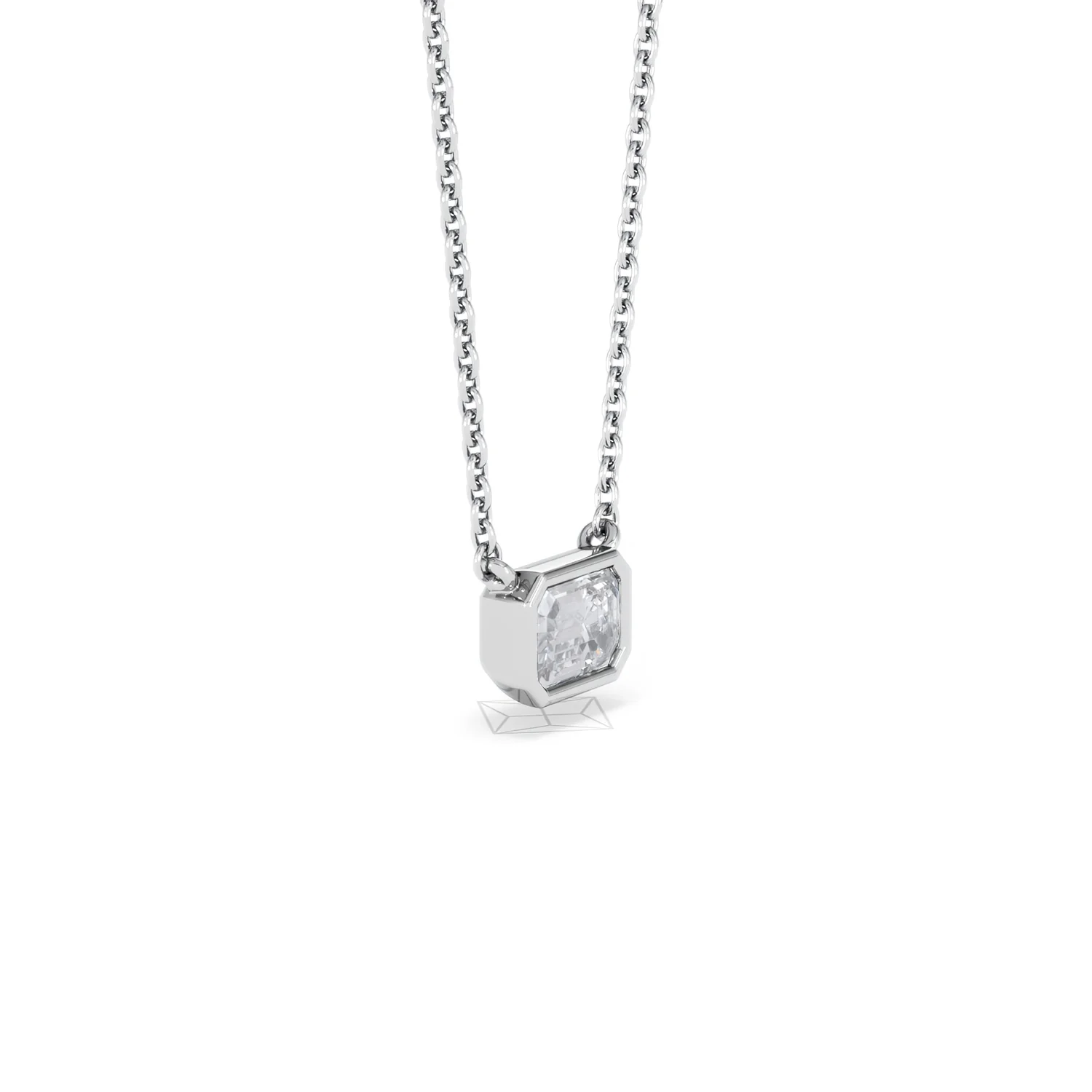 Horizon Emerald Cut Lab Diamond Solitaire Necklace 0.50ct H/SI in 9K White Gold - Image 22