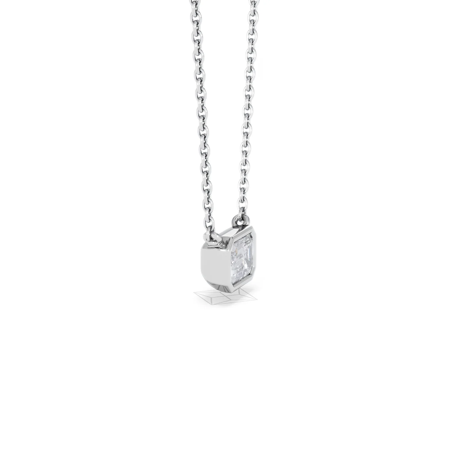 Horizon Emerald Cut Lab Diamond Solitaire Necklace 0.50ct H/SI in 9K White Gold - Image 25