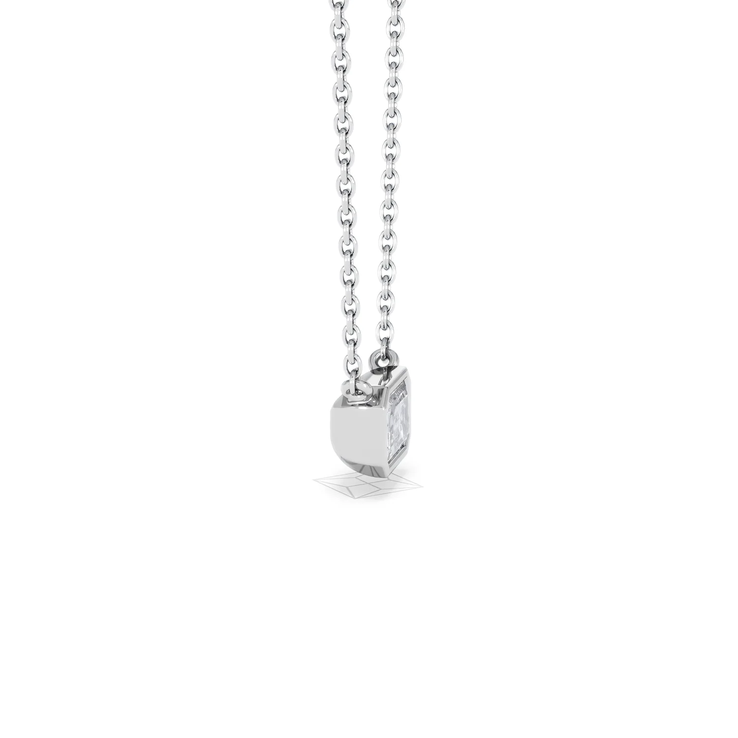Horizon Emerald Cut Lab Diamond Solitaire Necklace 0.50ct H/SI in 9K White Gold - Image 27