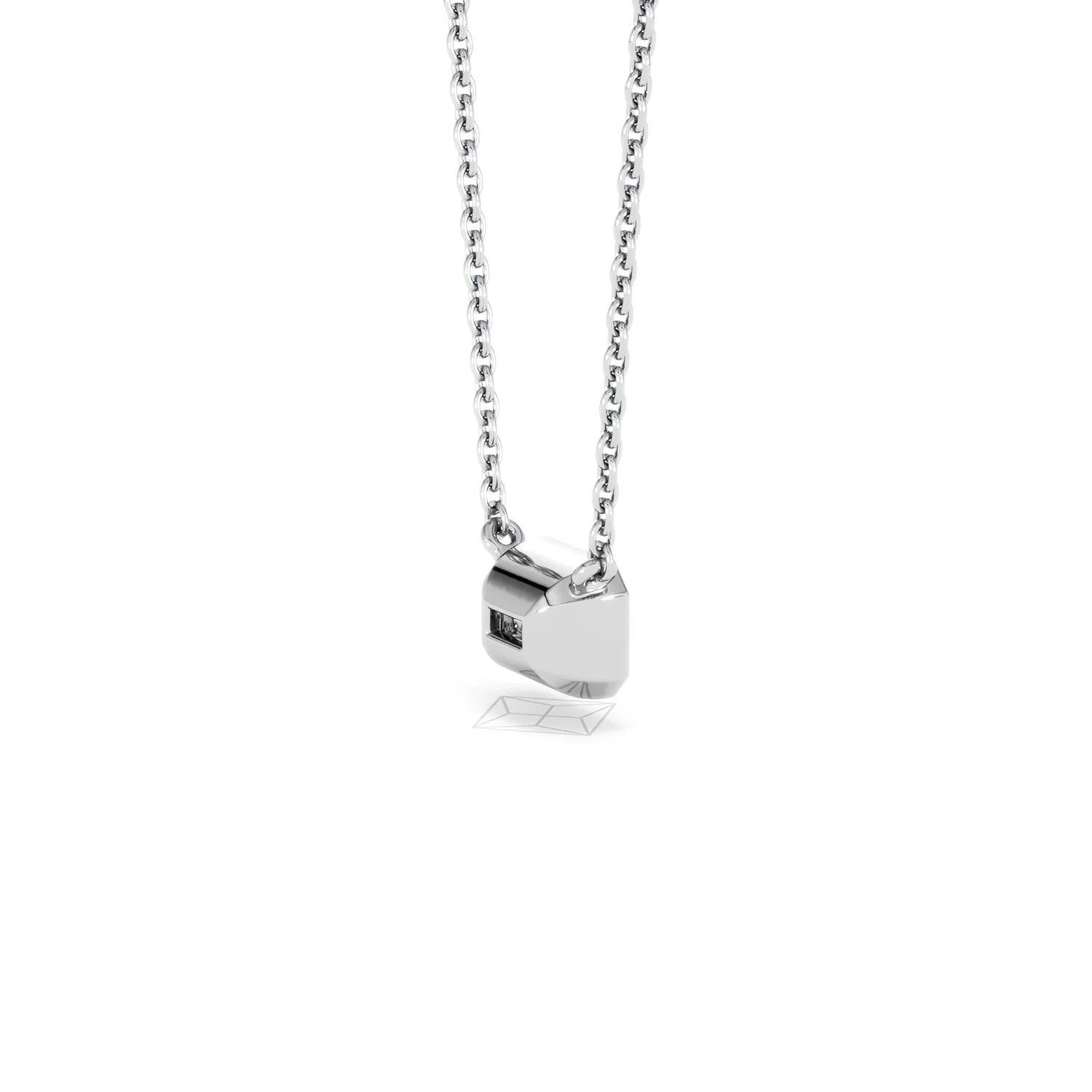 Horizon Emerald Cut Lab Diamond Solitaire Necklace 0.50ct H/SI in 9K White Gold - Image 37