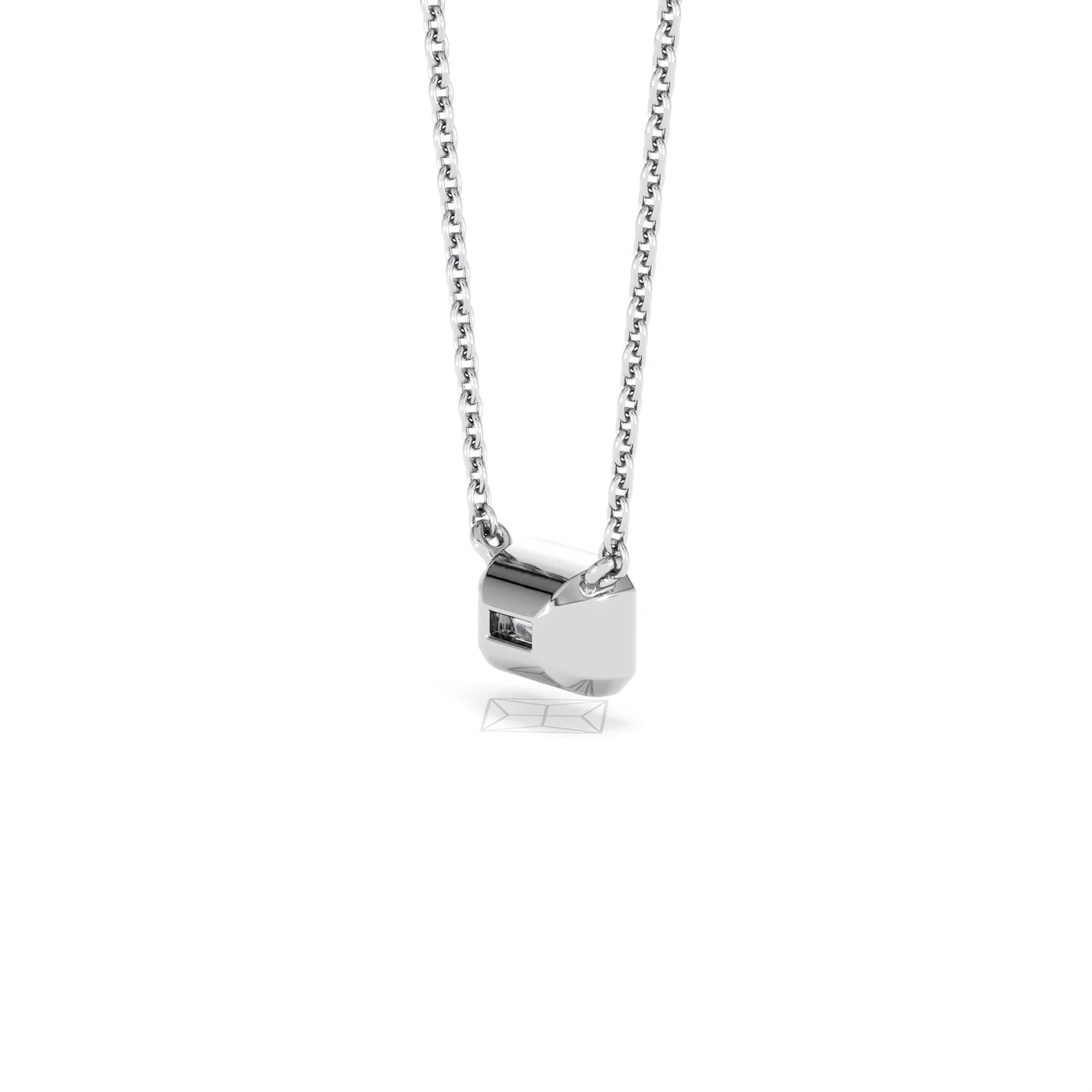 Horizon Emerald Cut Lab Diamond Solitaire Necklace 0.50ct H/SI in 9K White Gold - Image 39