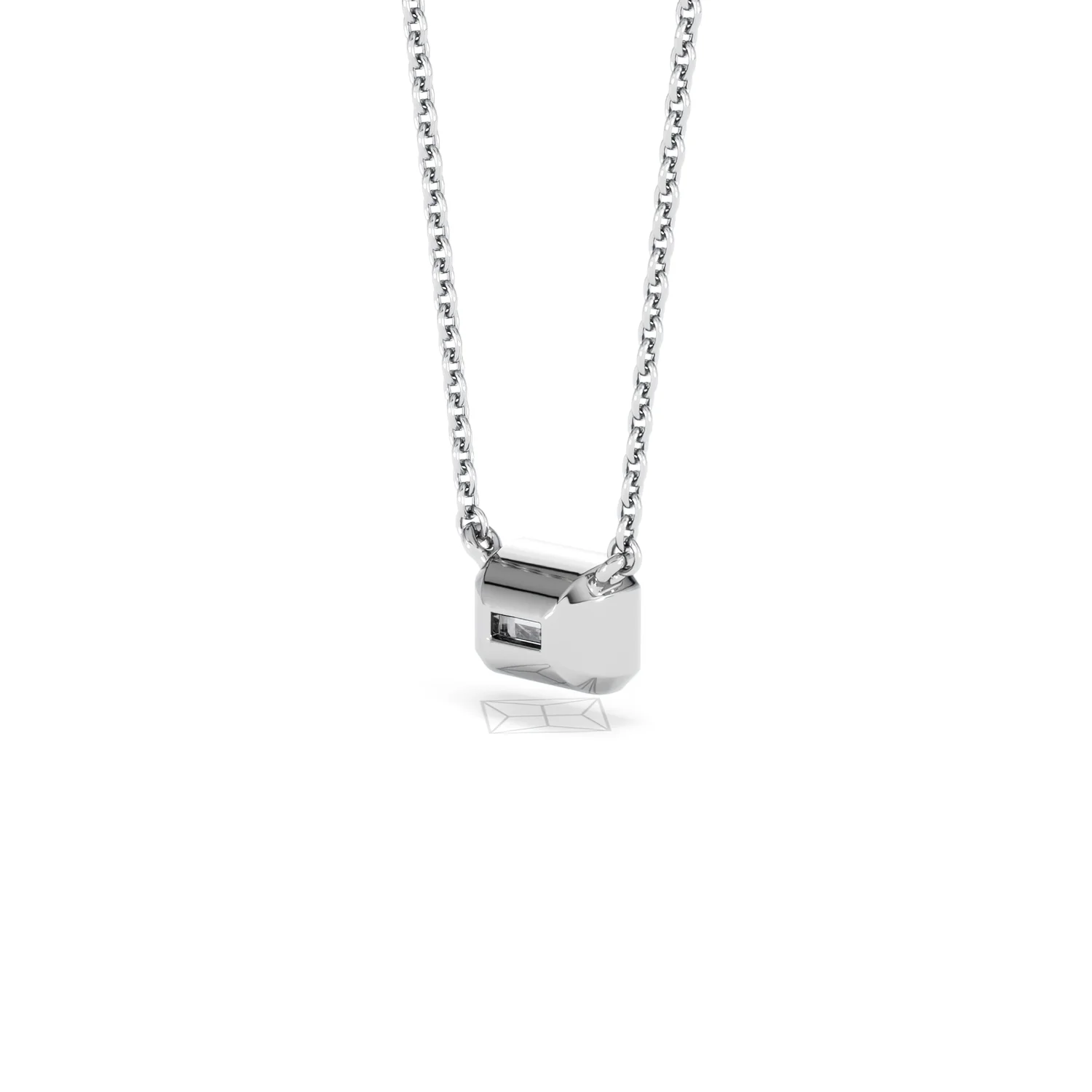 Horizon Emerald Cut Lab Diamond Solitaire Necklace 0.50ct H/SI in 9K White Gold - Image 41