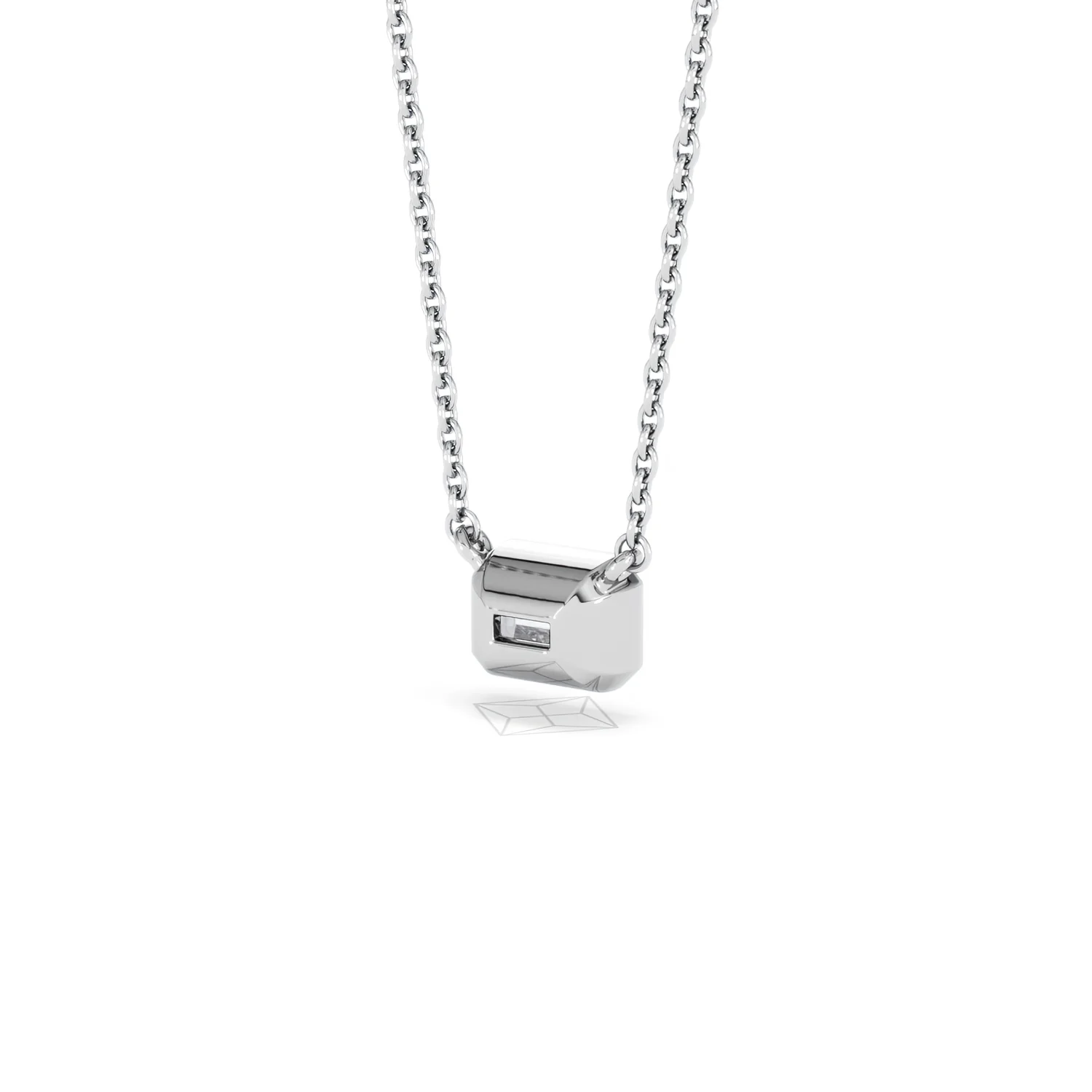 Horizon Emerald Cut Lab Diamond Solitaire Necklace 0.50ct H/SI in 9K White Gold - Image 43