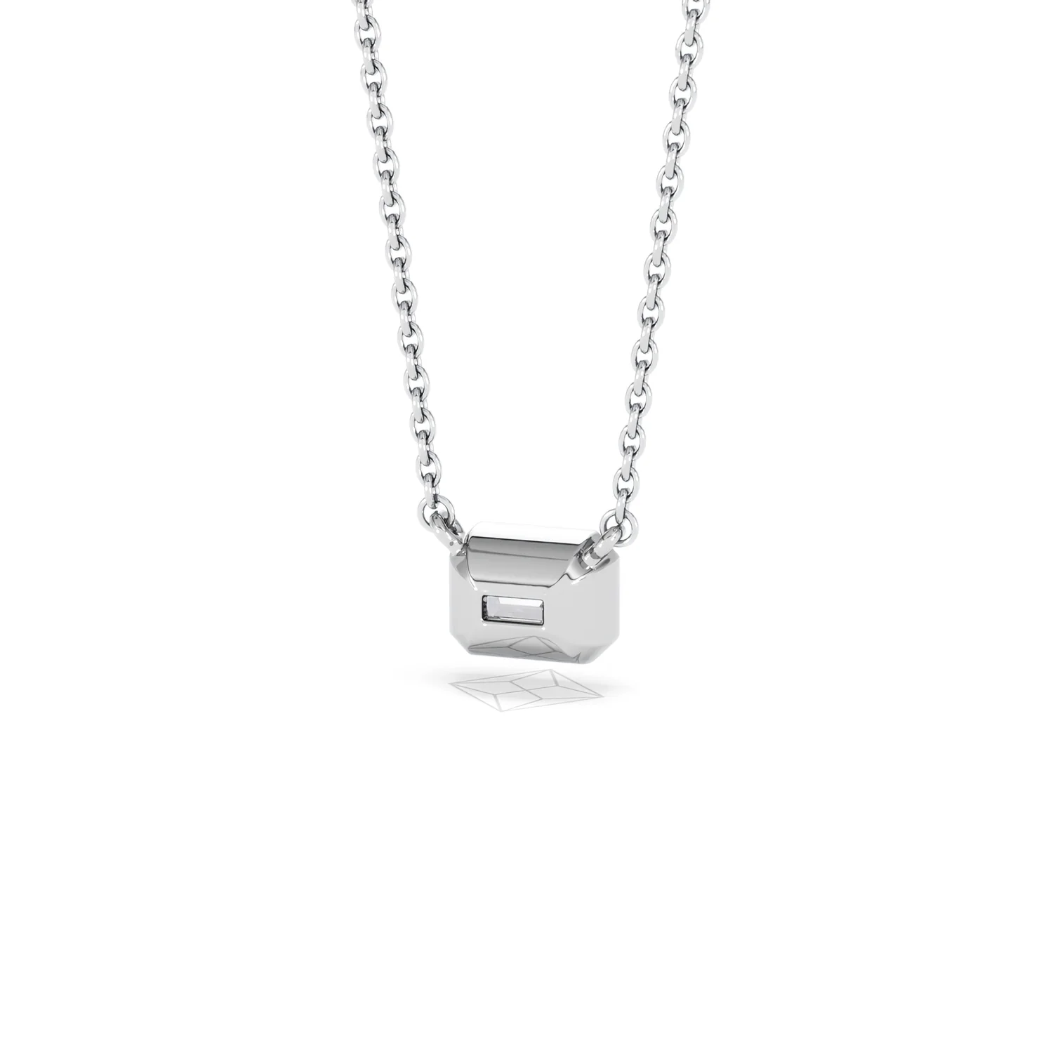 Horizon Emerald Cut Lab Diamond Solitaire Necklace 0.50ct H/SI in 9K White Gold - Image 46