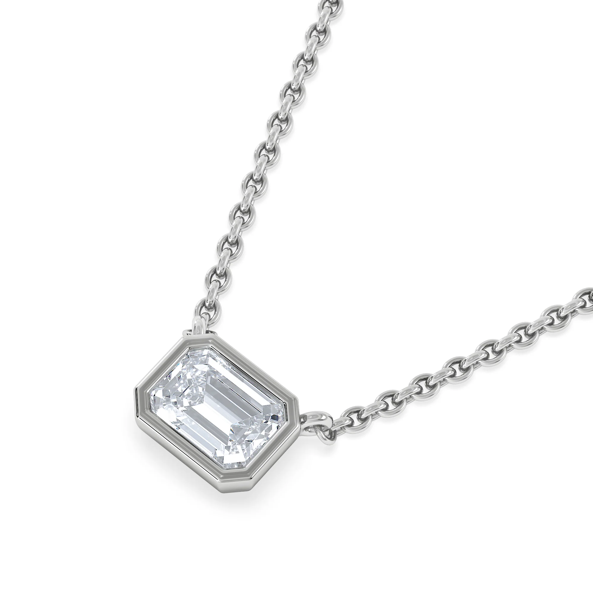 Horizon Emerald Cut Lab Diamond Solitaire Necklace 0.50ct H/SI in 9K White Gold - Image 5