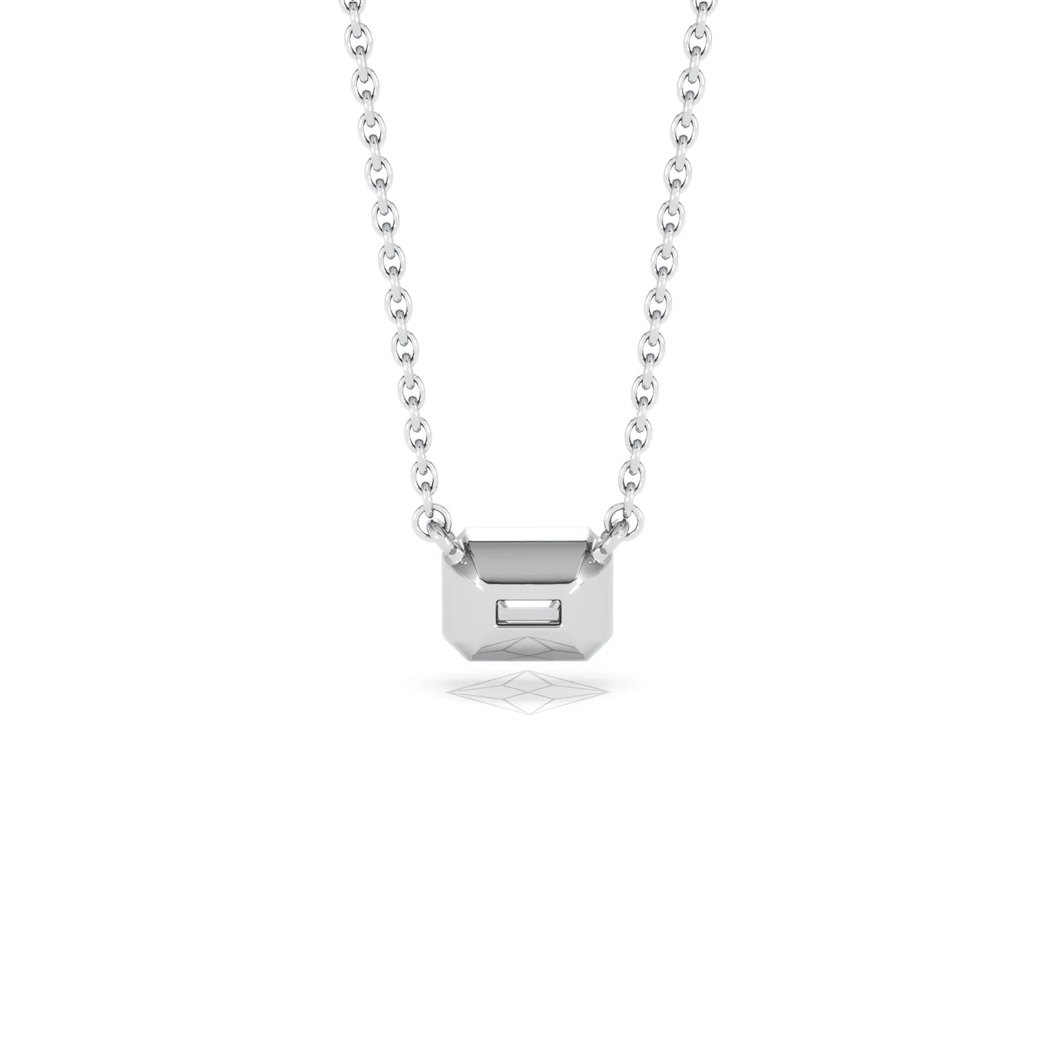 Horizon Emerald Cut Lab Diamond Solitaire Necklace 0.50ct H/SI in 9K White Gold - Image 50