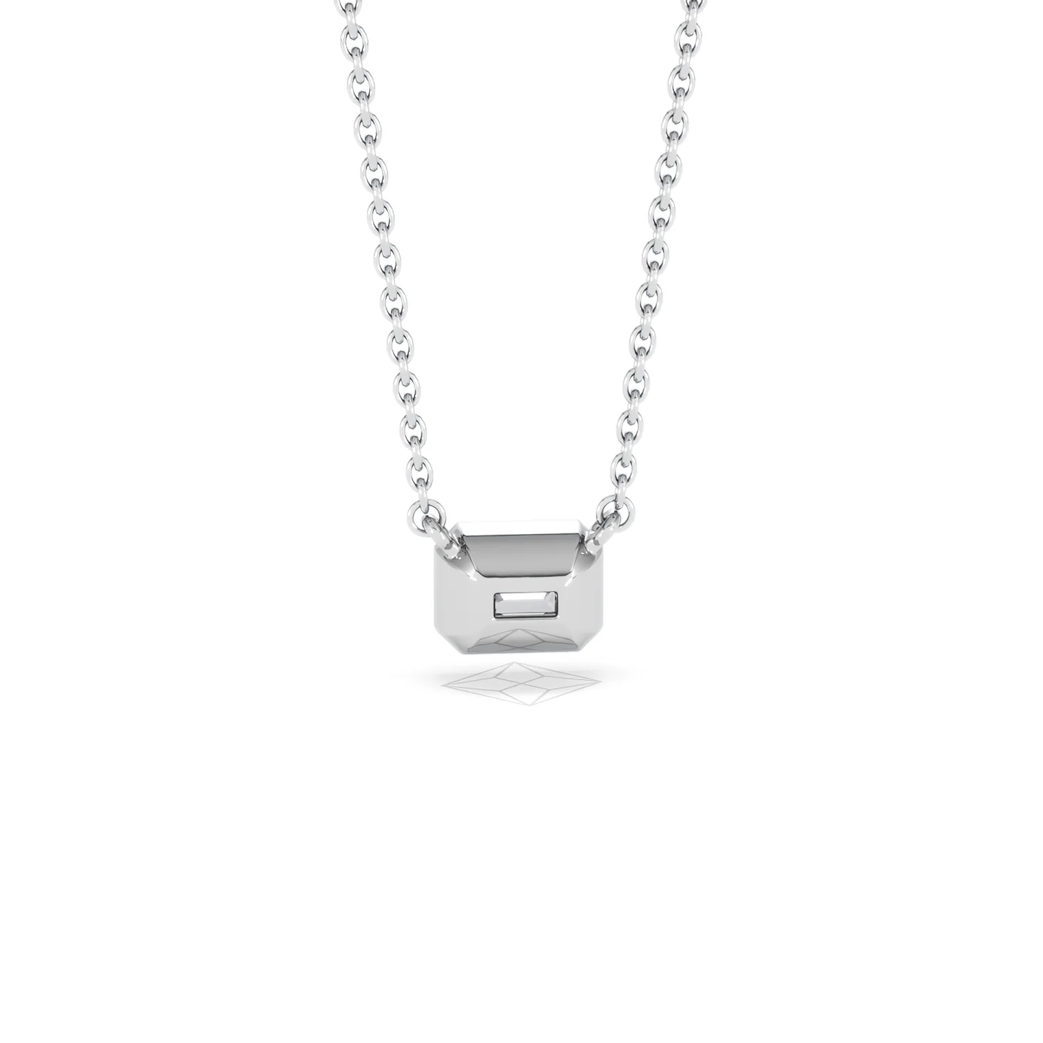 Horizon Emerald Cut Lab Diamond Solitaire Necklace 0.50ct H/SI in 9K White Gold - Image 51