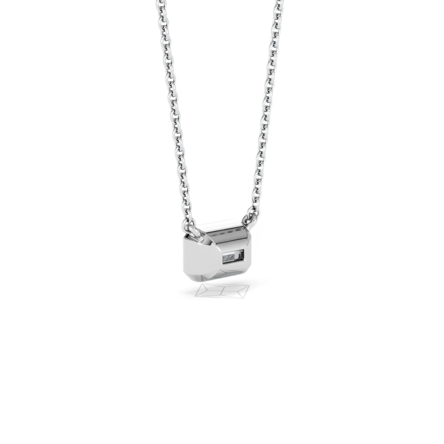 Horizon Emerald Cut Lab Diamond Solitaire Necklace 0.50ct H/SI in 9K White Gold - Image 58