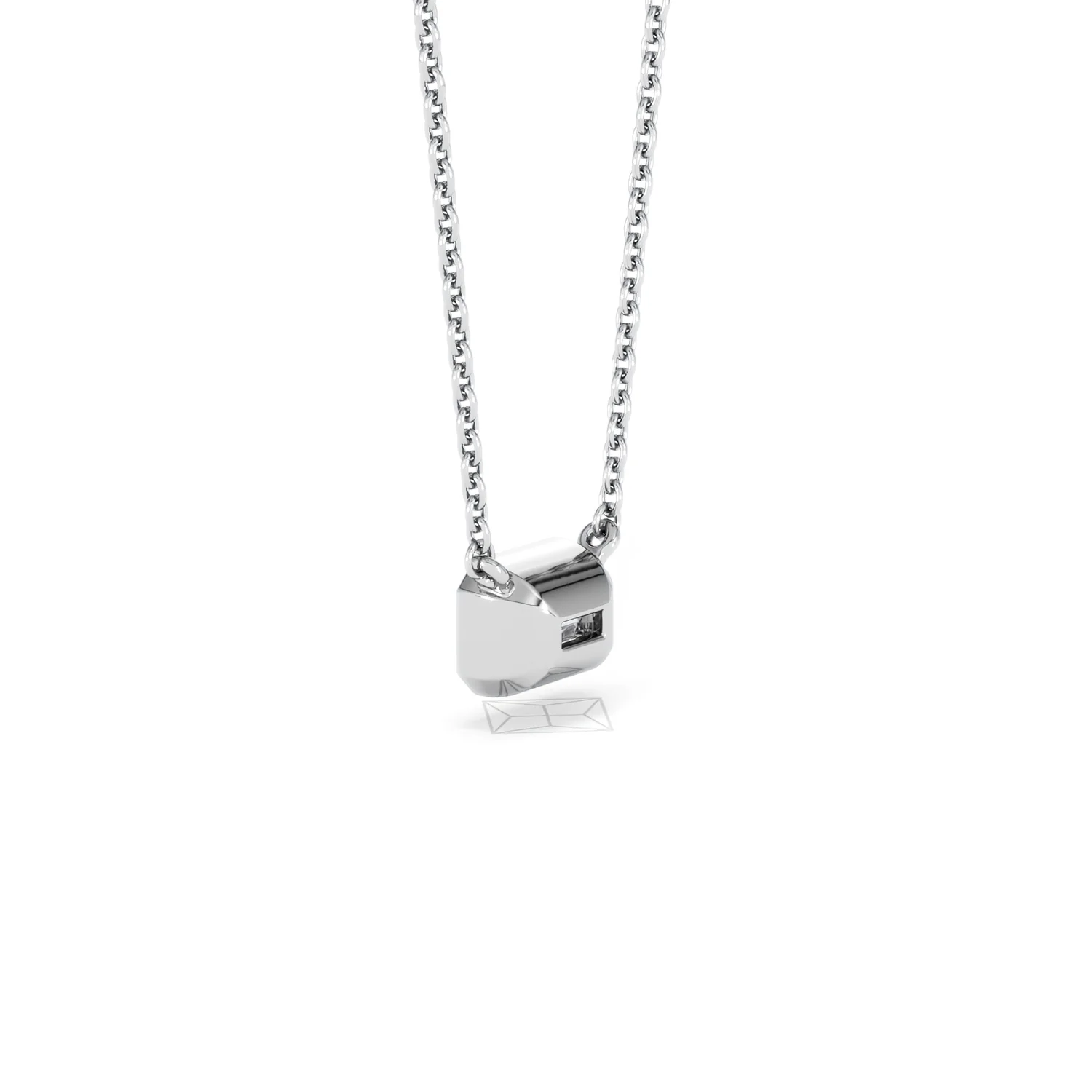 Horizon Emerald Cut Lab Diamond Solitaire Necklace 0.50ct H/SI in 9K White Gold - Image 61