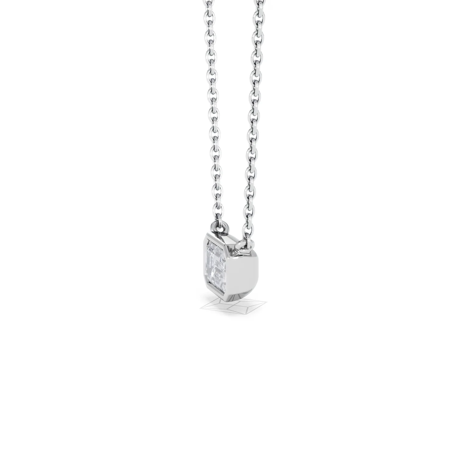 Horizon Emerald Cut Lab Diamond Solitaire Necklace 0.50ct H/SI in 9K White Gold - Image 74