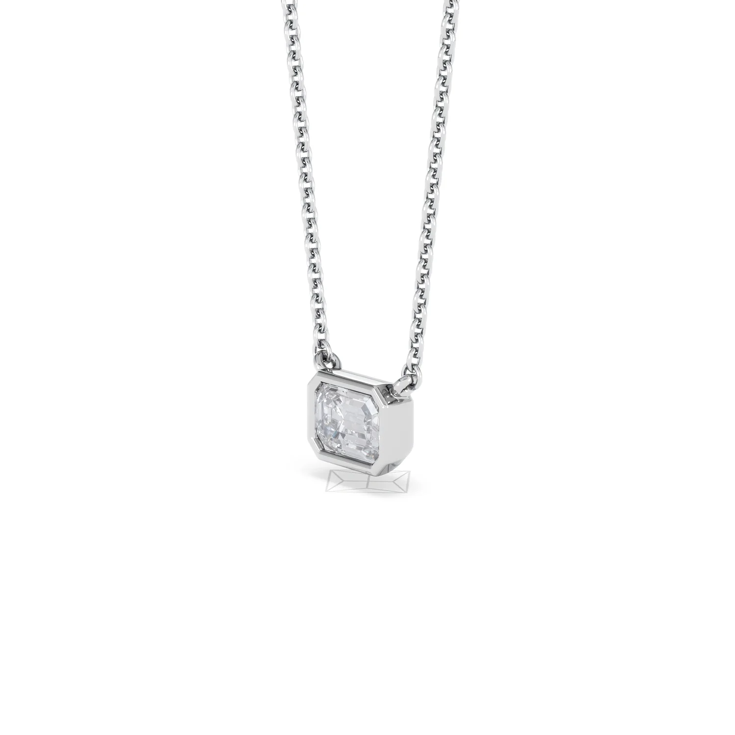Horizon Emerald Cut Lab Diamond Solitaire Necklace 0.50ct H/SI in 9K White Gold - Image 79