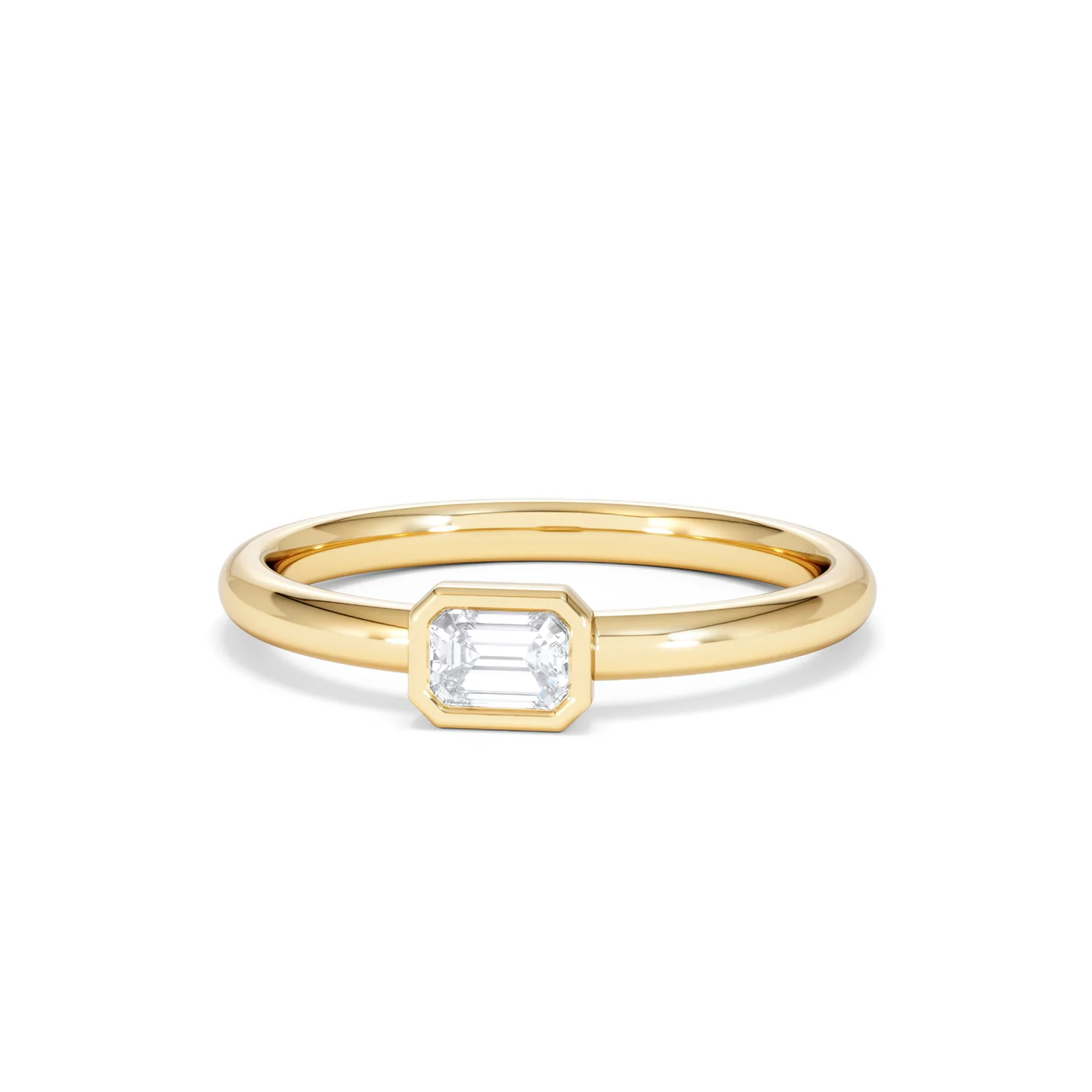 Horizon Emerald Cut Lab Diamond Solitaire Ring 0.25ct H/SI in 18k Gold Vermeil - Image 88