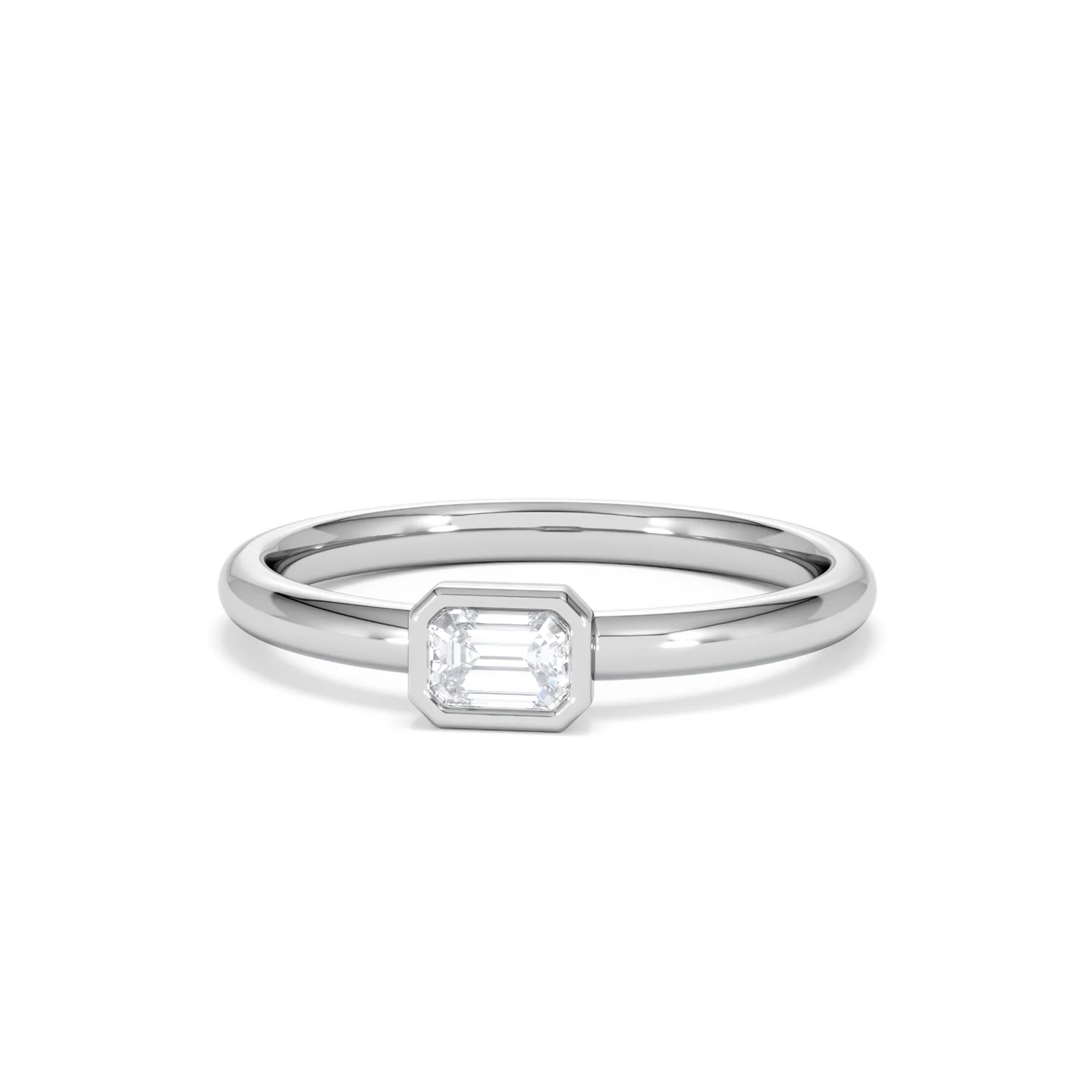 Horizon Emerald Cut Lab Diamond Solitaire Ring 0.25ct H/SI in 925 Silver - Image 88