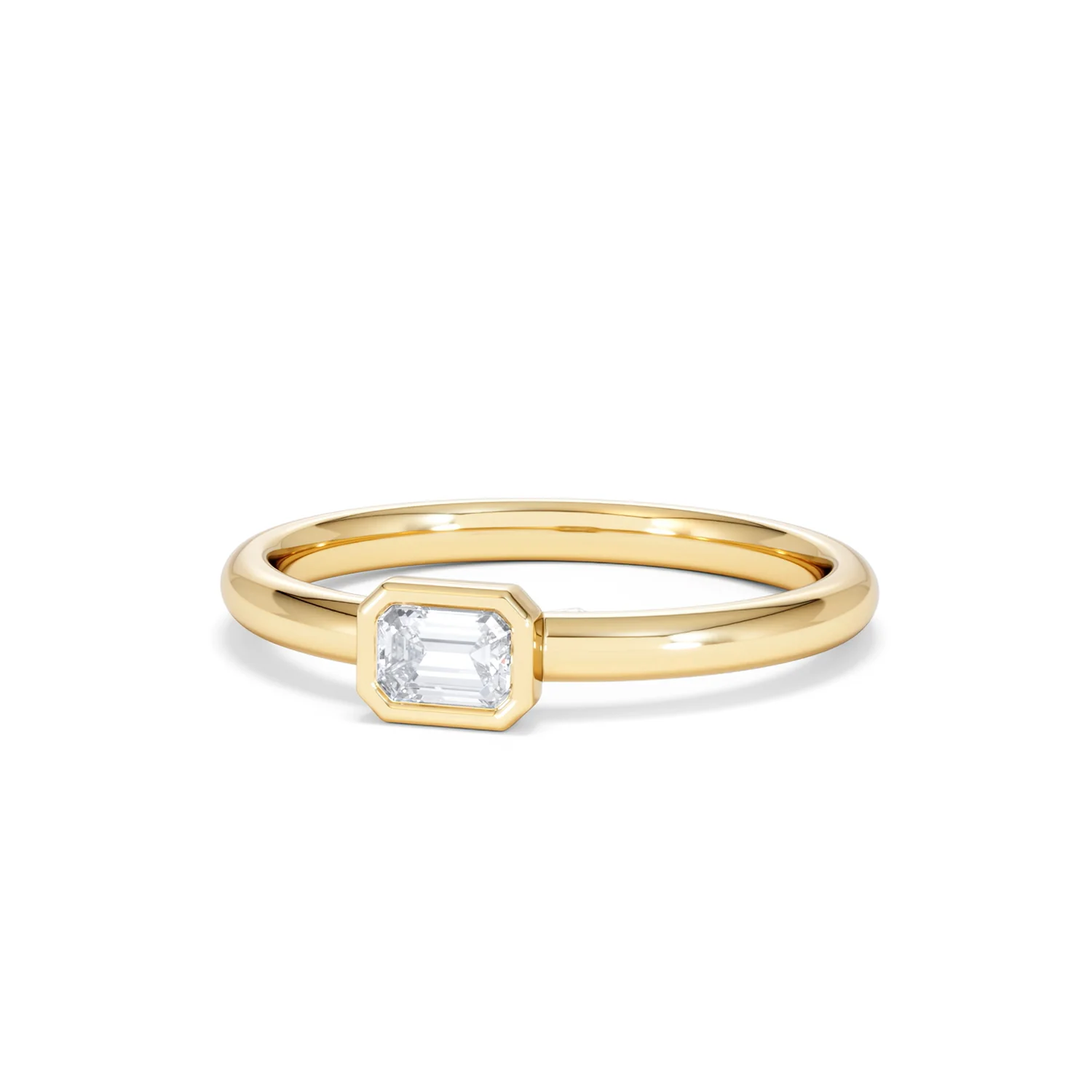 Horizon Emerald Cut Lab Diamond Solitaire Ring 0.25ct H/SI in 9K Gold - Image 86