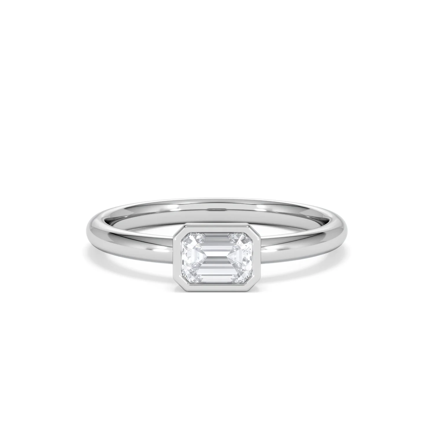 Horizon Emerald Cut Lab Diamond Solitaire Ring 0.50ct H/SI in 9K White Gold - Image 10