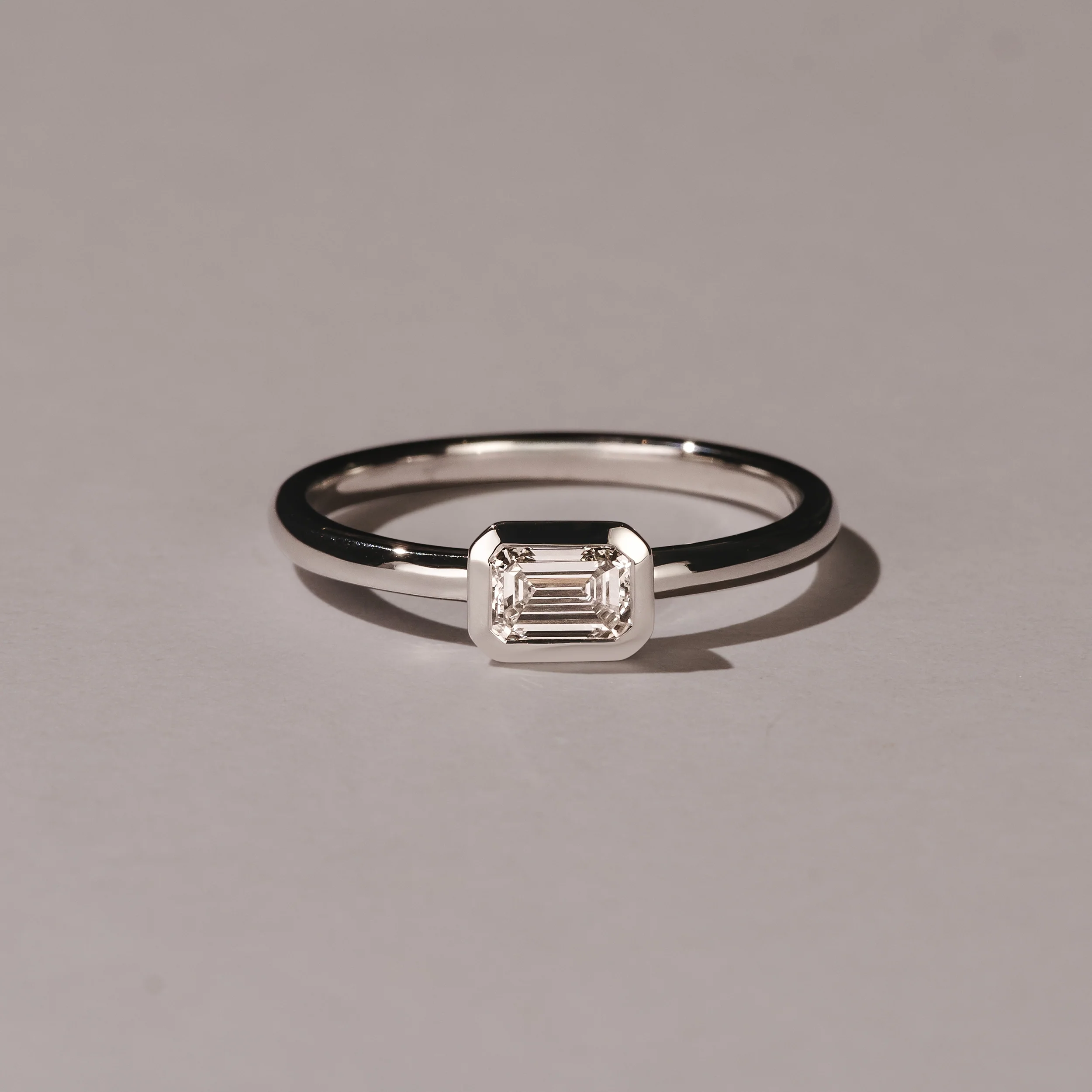 Horizon Emerald Cut Lab Diamond Solitaire Ring 0.50ct H/SI in 9K White Gold - Image 6