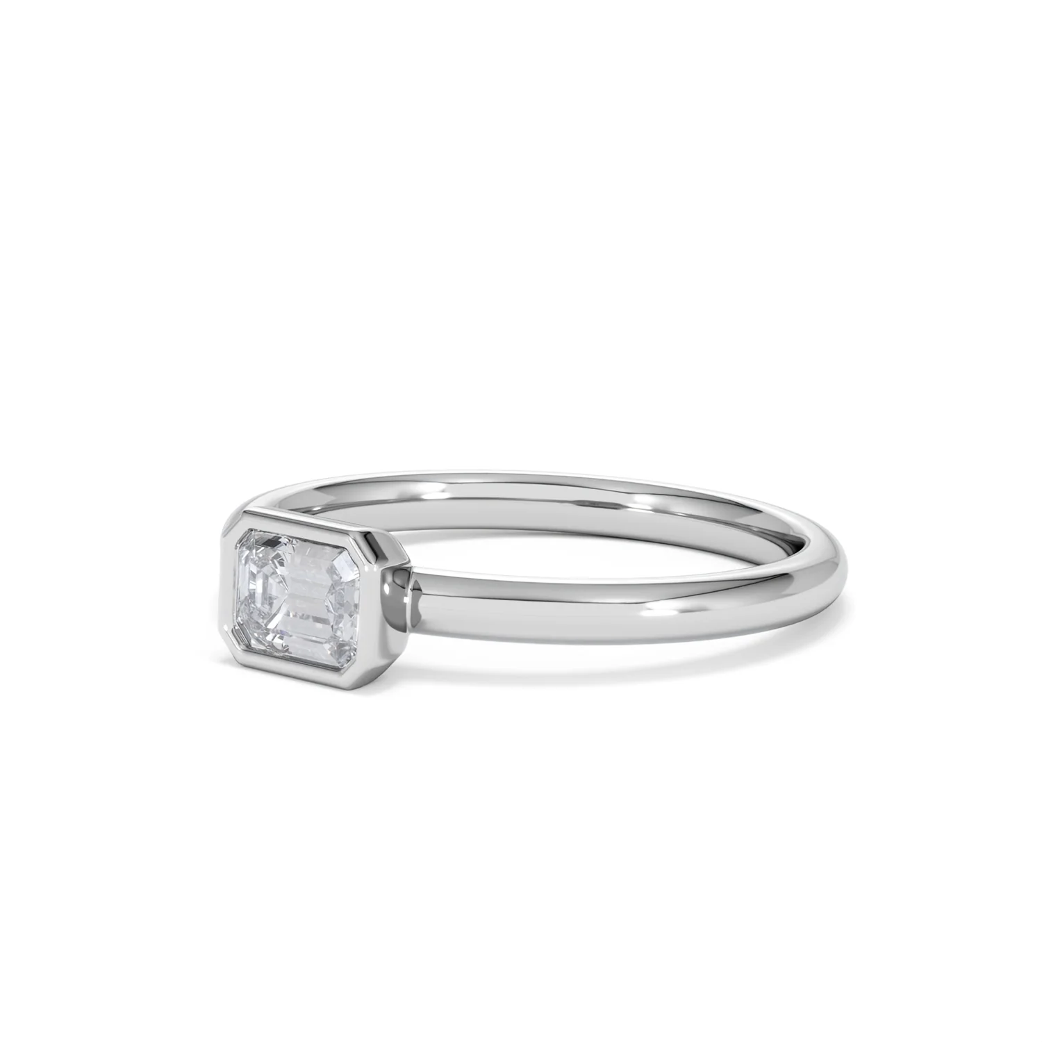 Horizon Emerald Cut Lab Diamond Solitaire Ring 0.50ct H/SI in 9K White Gold - Image 81