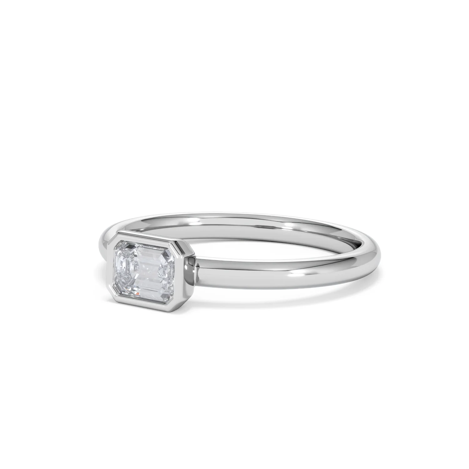 Horizon Emerald Cut Lab Diamond Solitaire Ring 0.50ct H/SI in 9K White Gold - Image 82
