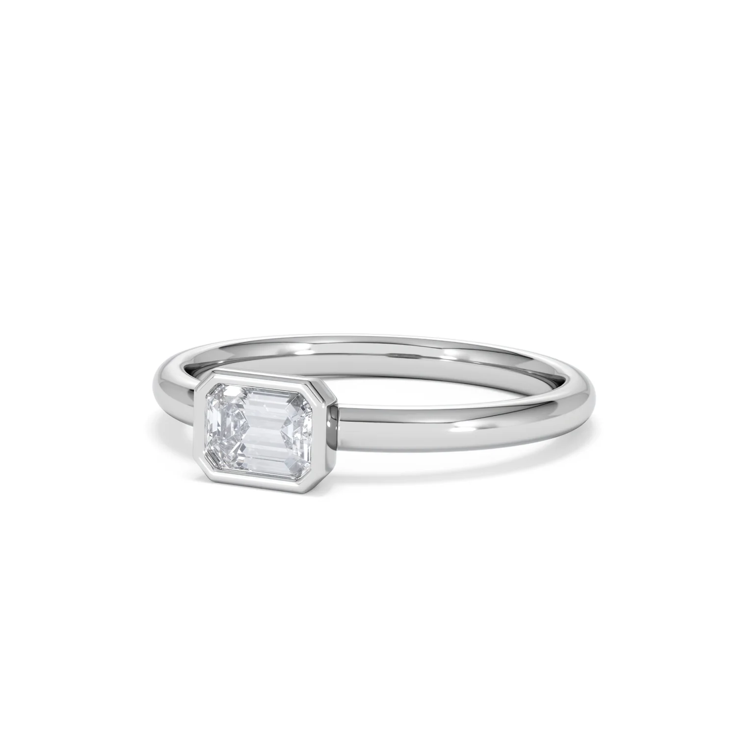 Horizon Emerald Cut Lab Diamond Solitaire Ring 0.50ct H/SI in 9K White Gold - Image 84