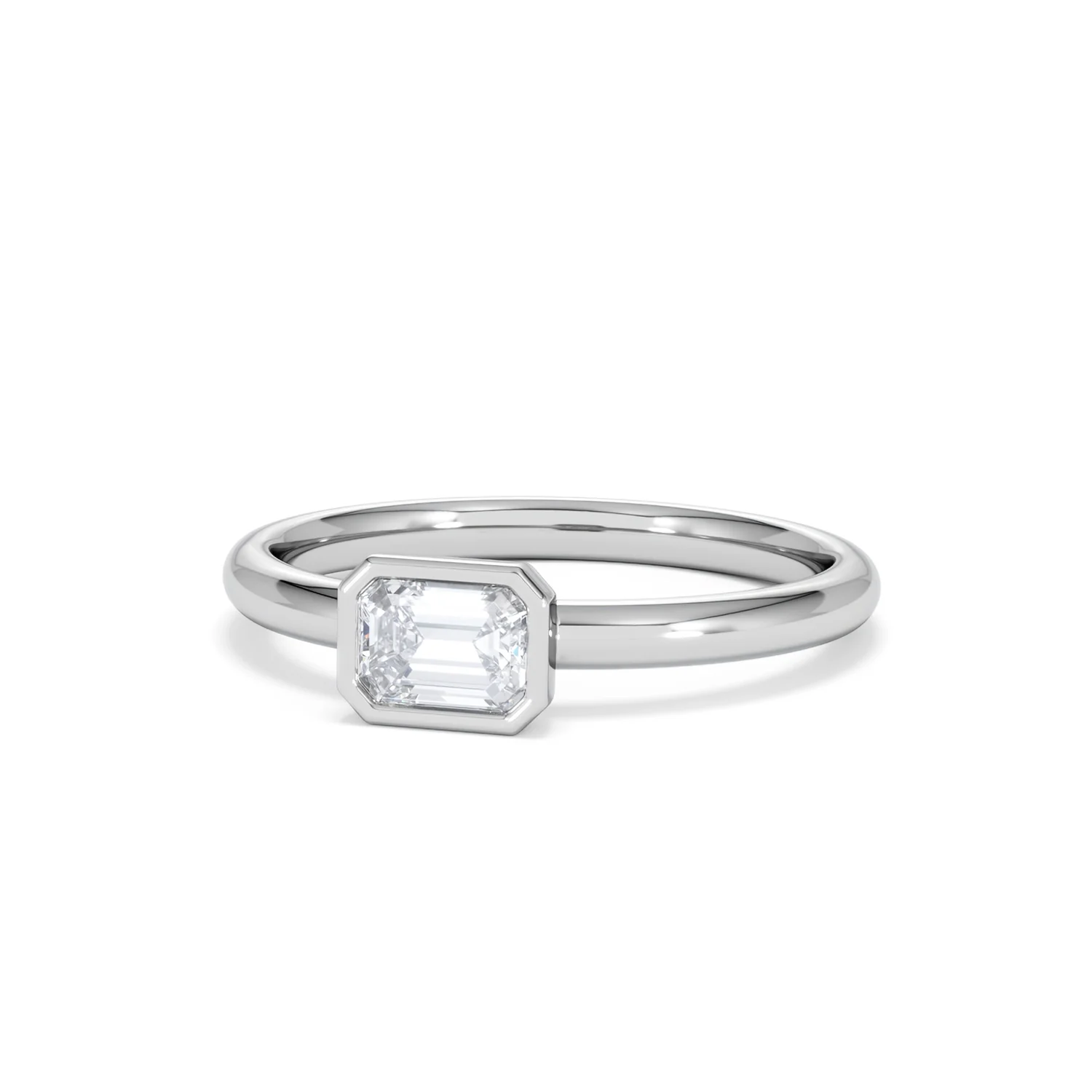 Horizon Emerald Cut Lab Diamond Solitaire Ring 0.50ct H/SI in 9K White Gold - Image 86
