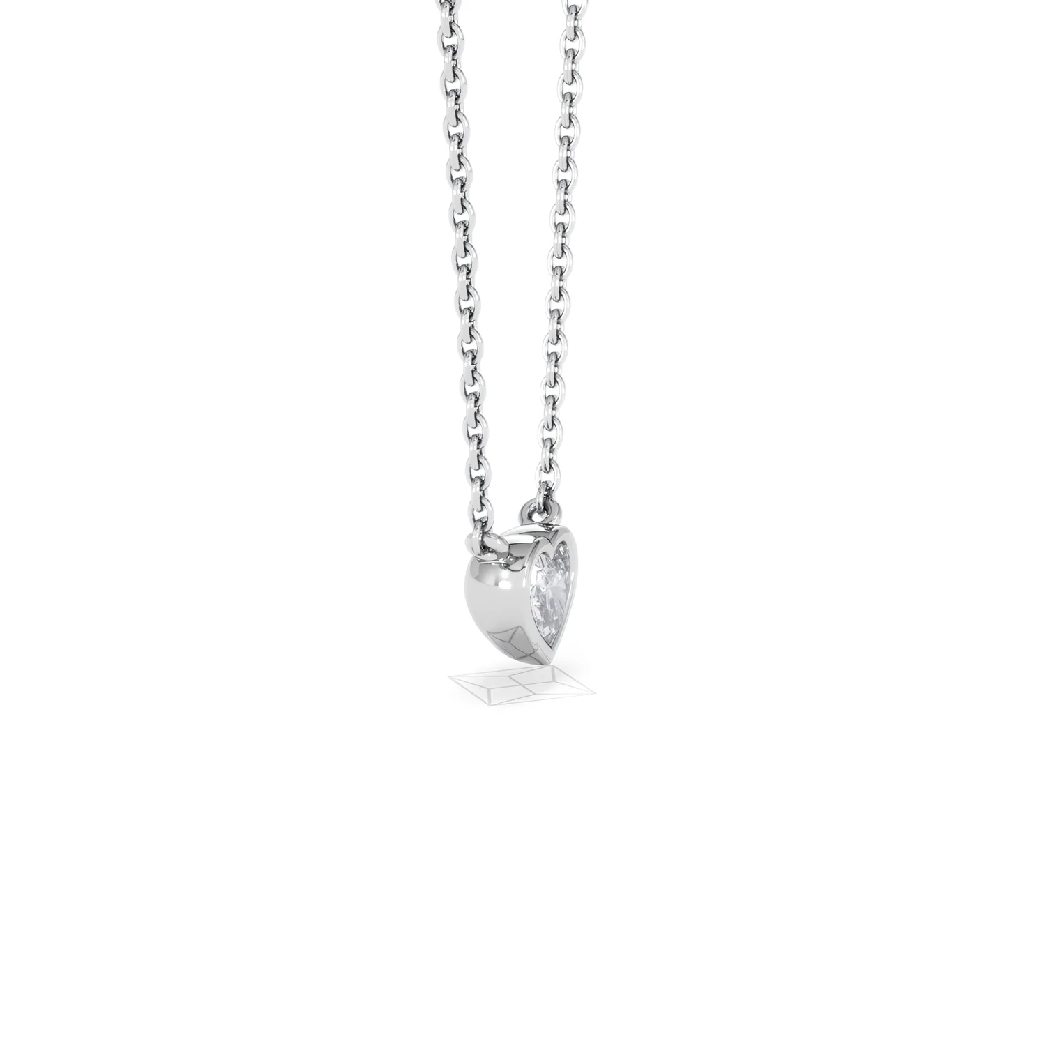 Horizon Heart Cut Lab Diamond Solitaire Necklace 0.25ct H/SI in 925 Silver - Image 25