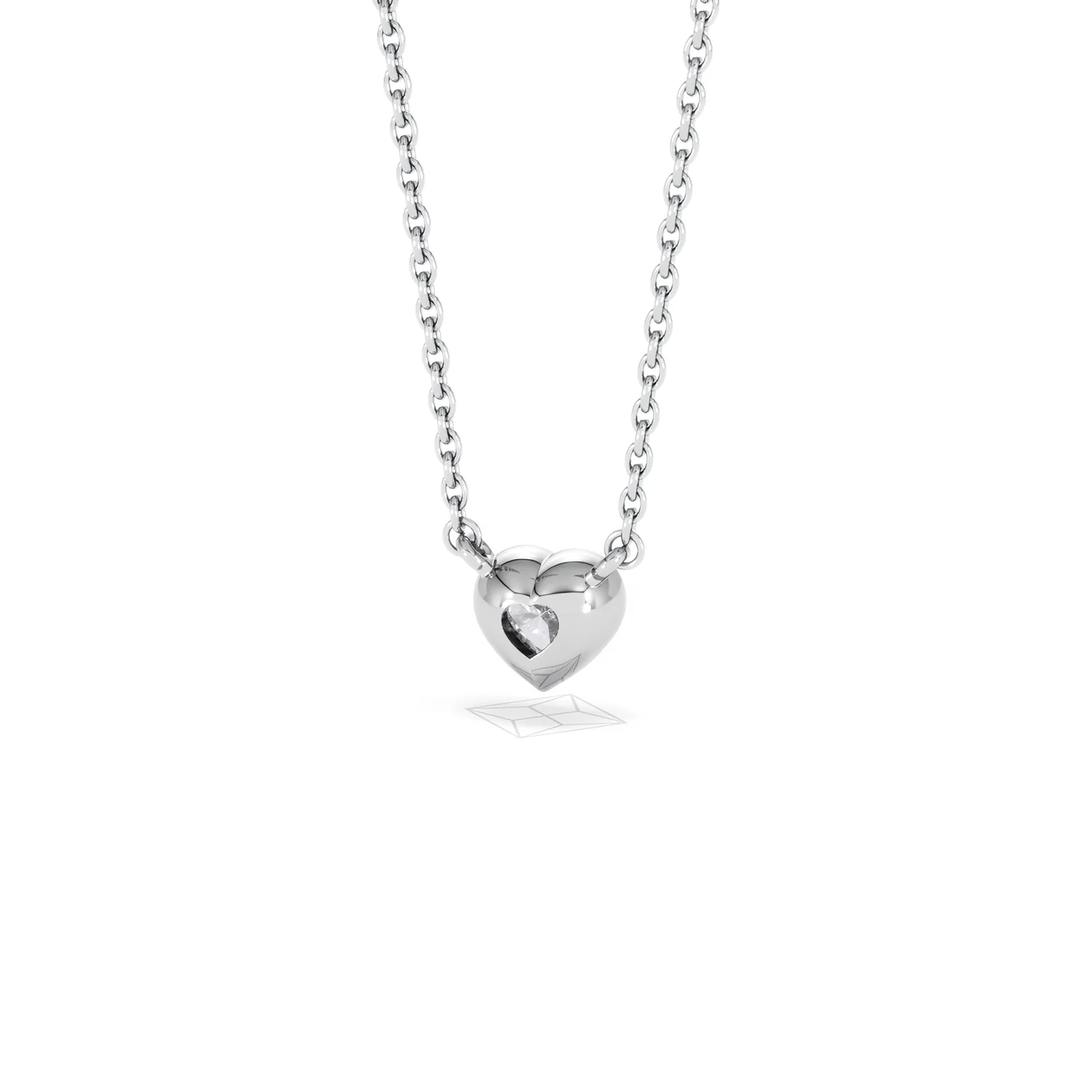 Horizon Heart Cut Lab Diamond Solitaire Necklace 0.25ct H/SI in 925 Silver - Image 46
