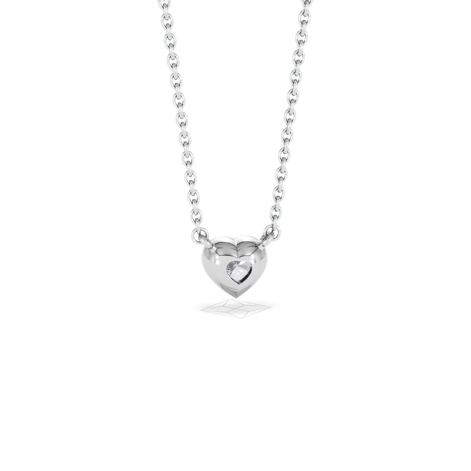 Horizon Heart Cut Lab Diamond Solitaire Necklace 0.25ct H/SI in 925 Silver - Image 52