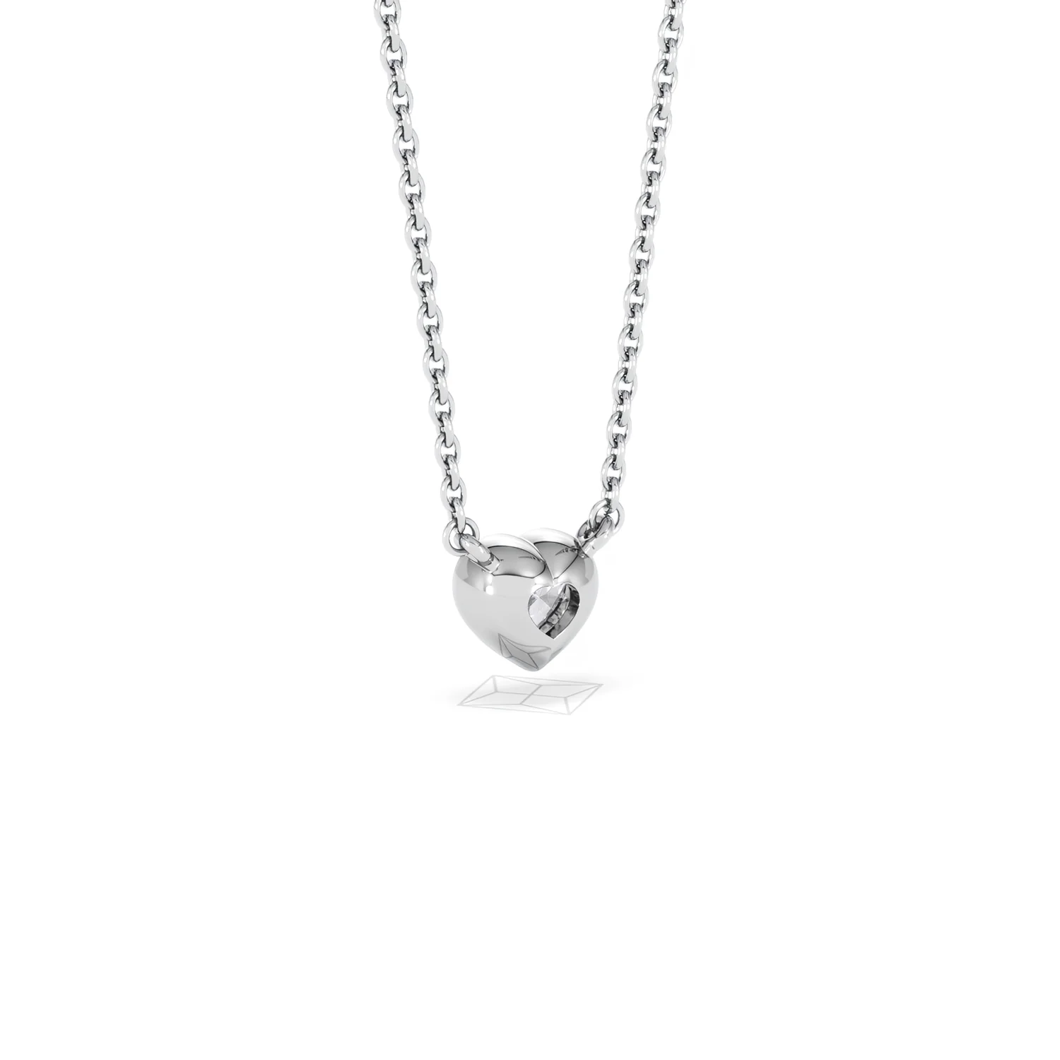 Horizon Heart Cut Lab Diamond Solitaire Necklace 0.25ct H/SI in 925 Silver - Image 56