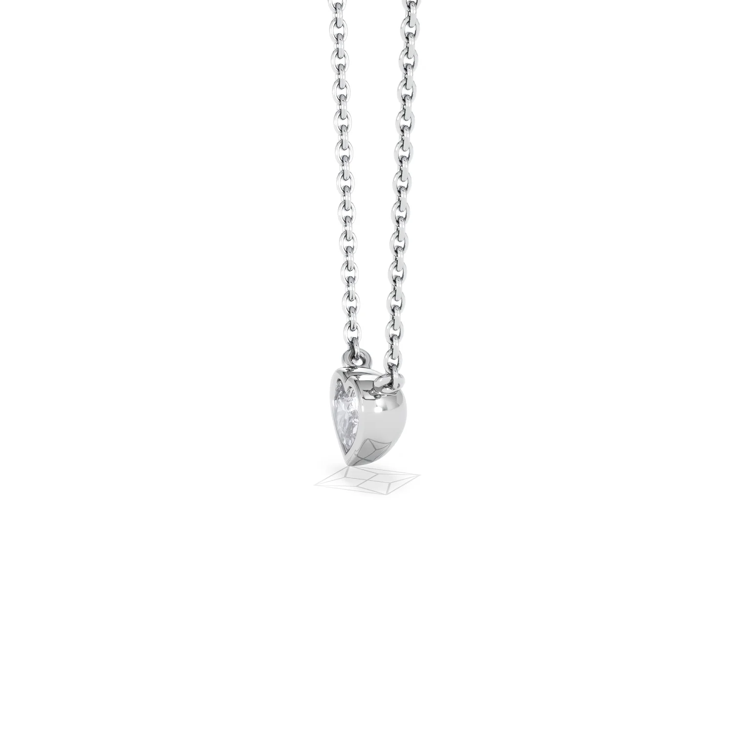 Horizon Heart Cut Lab Diamond Solitaire Necklace 0.25ct H/SI in 925 Silver - Image 74