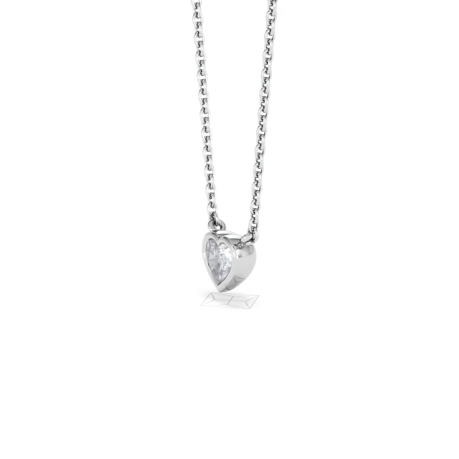 Horizon Heart Cut Lab Diamond Solitaire Necklace 0.25ct H/SI in 925 Silver - Image 77