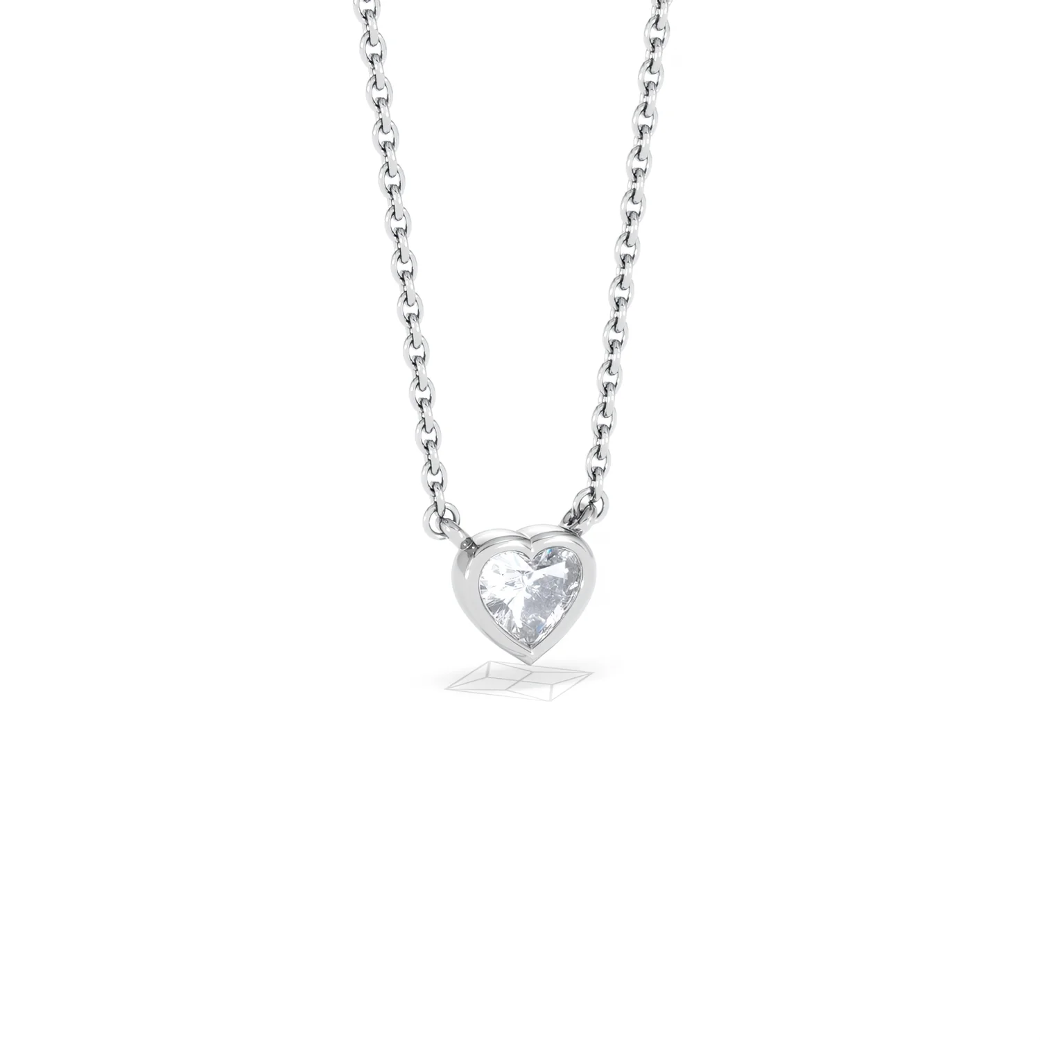 Horizon Heart Cut Lab Diamond Solitaire Necklace 0.25ct H/SI in 9K White Gold - Image 15