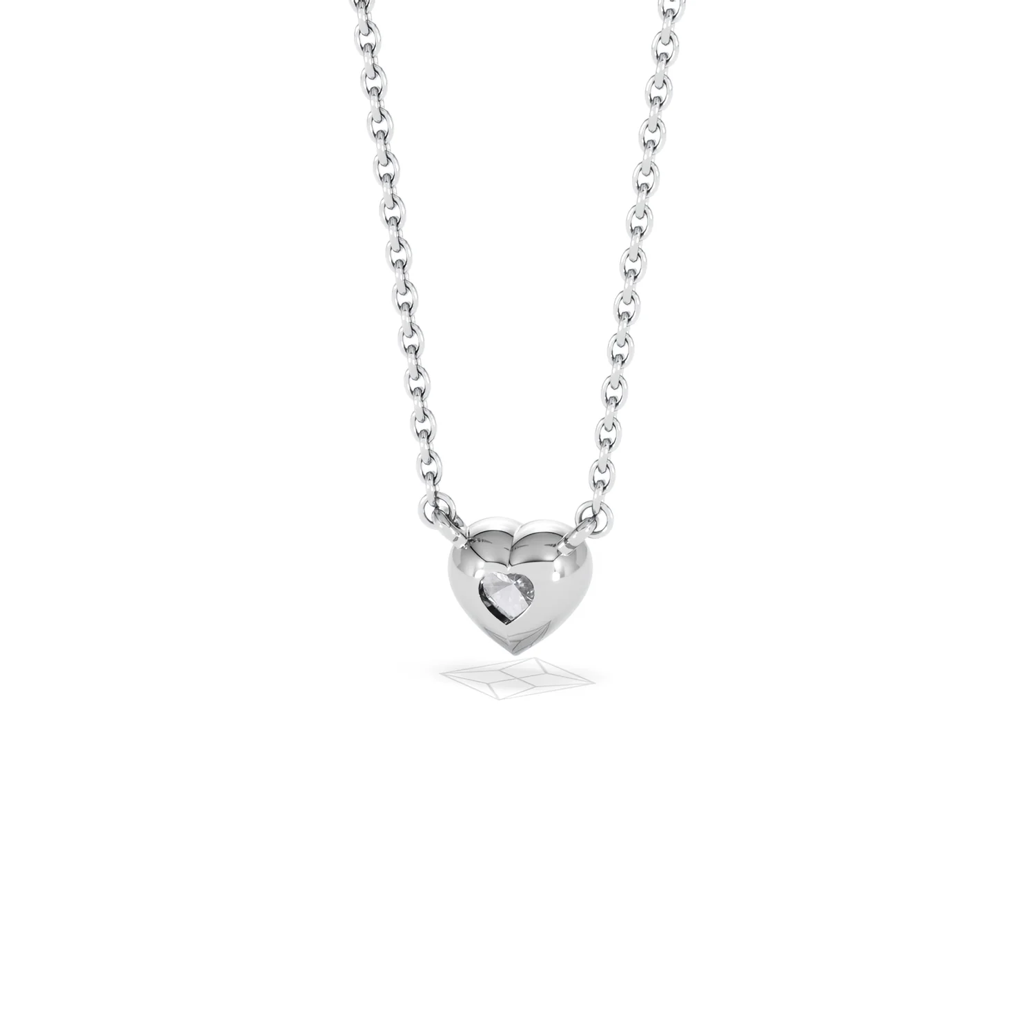 Horizon Heart Cut Lab Diamond Solitaire Necklace 0.25ct H/SI in 9K White Gold - Image 47