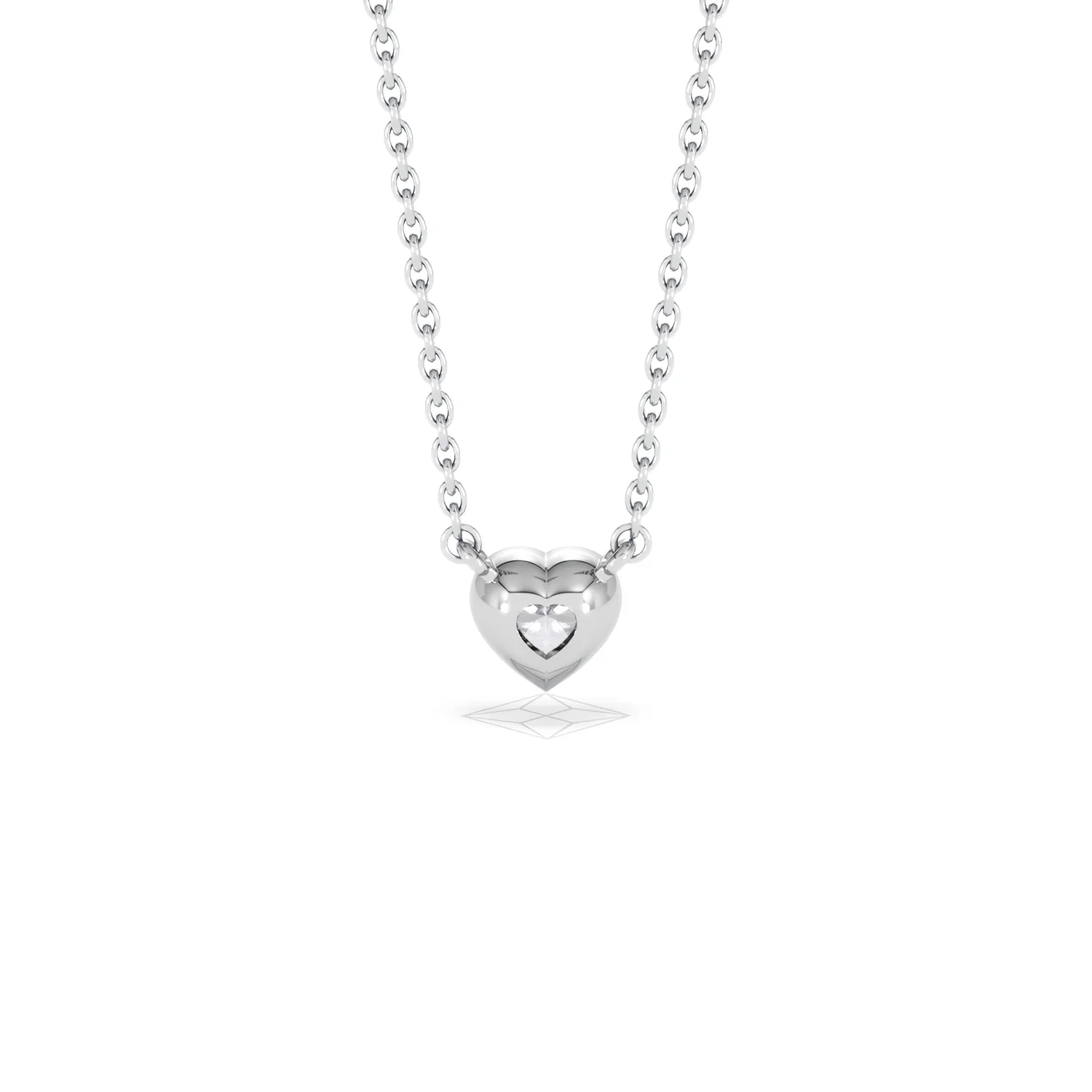 Horizon Heart Cut Lab Diamond Solitaire Necklace 0.25ct H/SI in 9K White Gold - Image 50